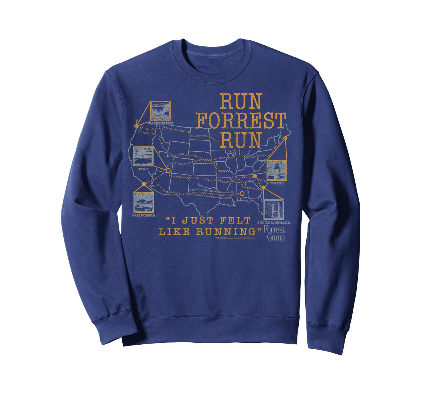 Forrest Gump I Just Felt Like Running United States Map T-Shirt