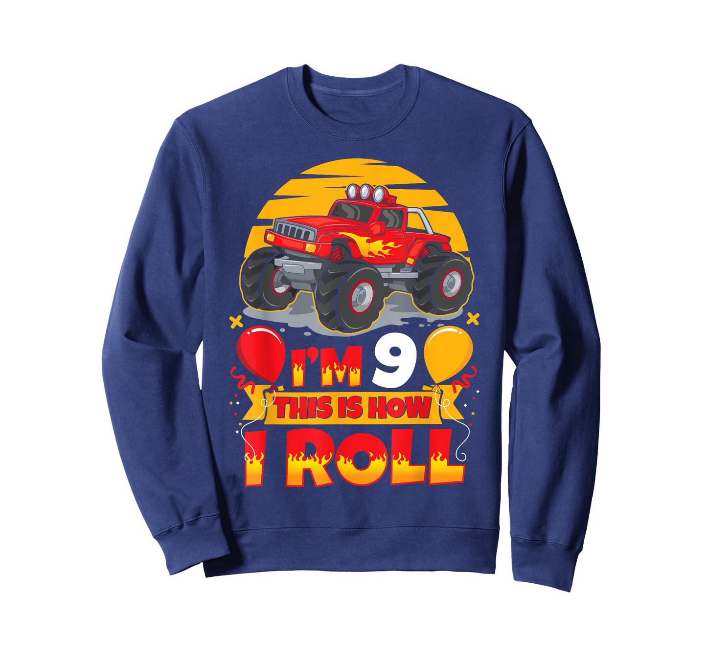 Hot Wheels Birthday I'm 9 This Is How I Roll Monster Truck T-Shirt