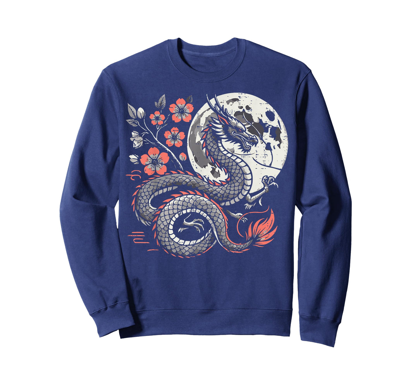Japanese Dragon Sakura Moon Cherry Blossom Men Women Kids T-Shirt