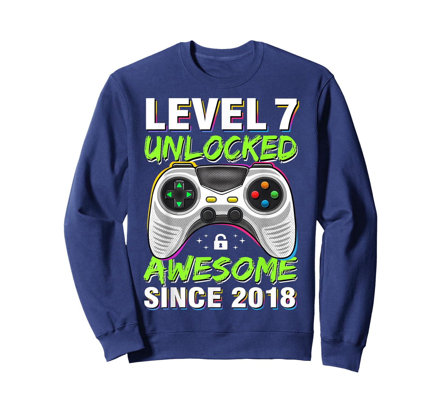 Level 7 Unlocked Awesome Since 2018 7th Birthday Gaming Boys T-Shirt