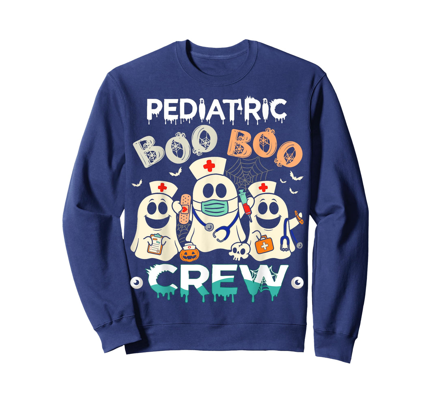 Halloween Nurse Peds Boo Crew Retro Pediatric Nurse Ghost T-Shirt
