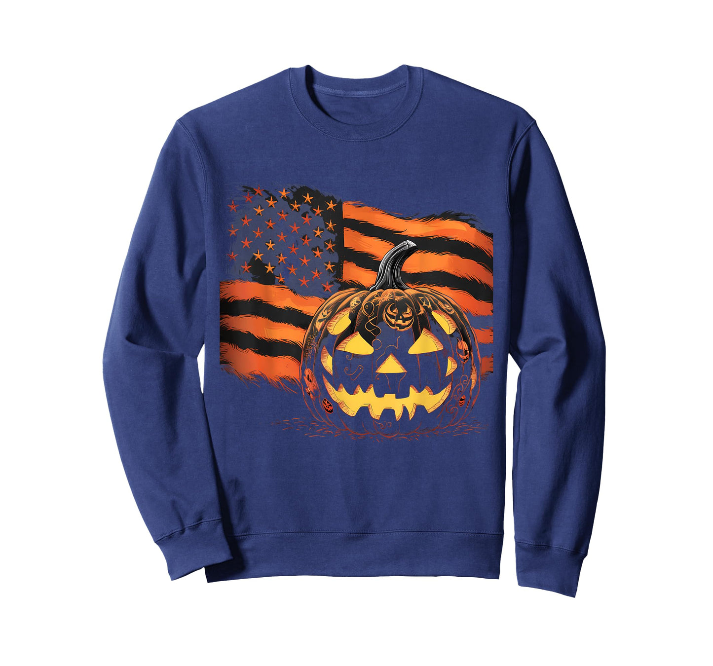 Halloween Tshirt Pumpkin American Flag Horror Party Costume T-Shirt