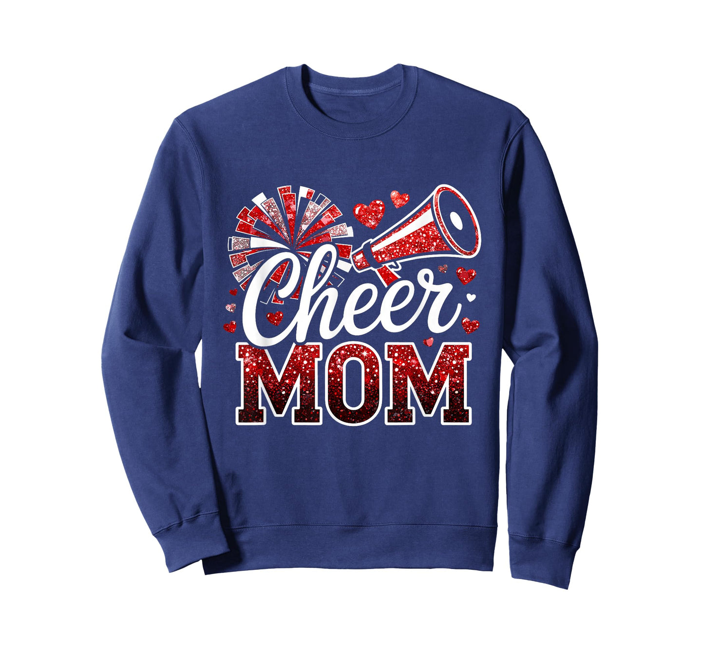 Cheer Mom Red Megaphone Pom Pom Heart Cheerleader T-Shirt