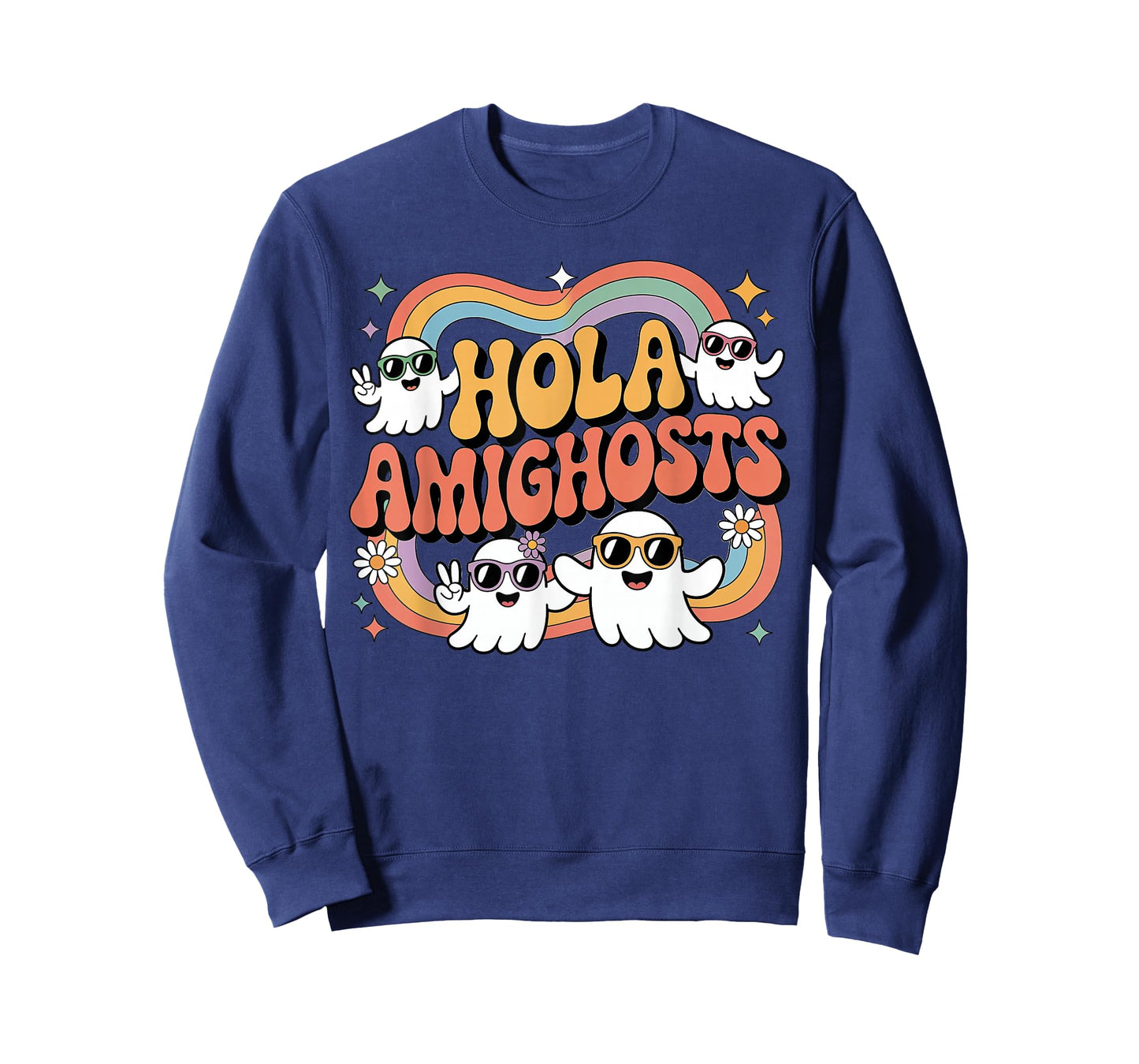 Hola Amighosts Ghost Funny Halloween Costume Spanish Groovy T-Shirt