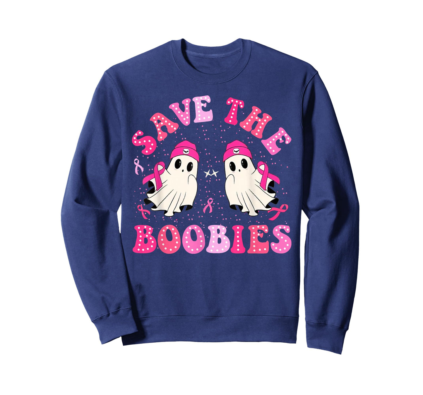Save The Boobies For Breast Cancer Halloween Ghost T-Shirt