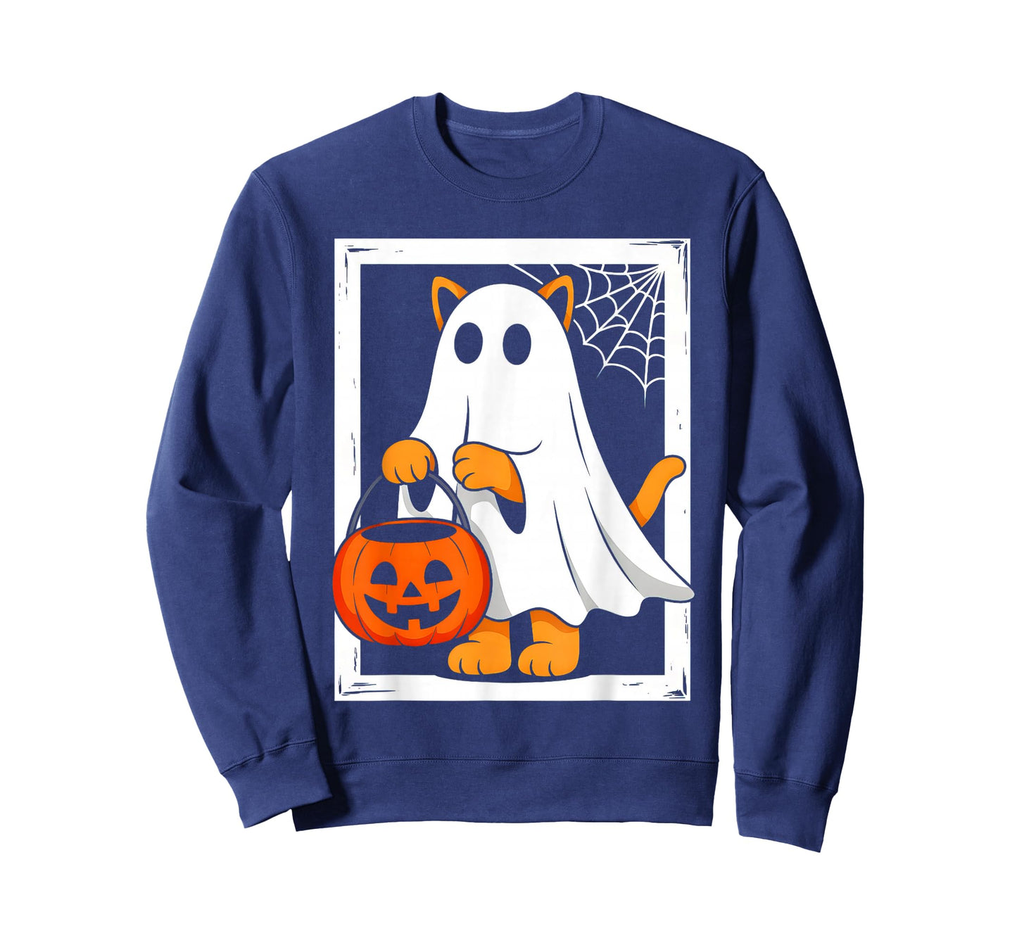 Cute Ghost Cat Men Women Kids Halloween Funny Ghost T-Shirt