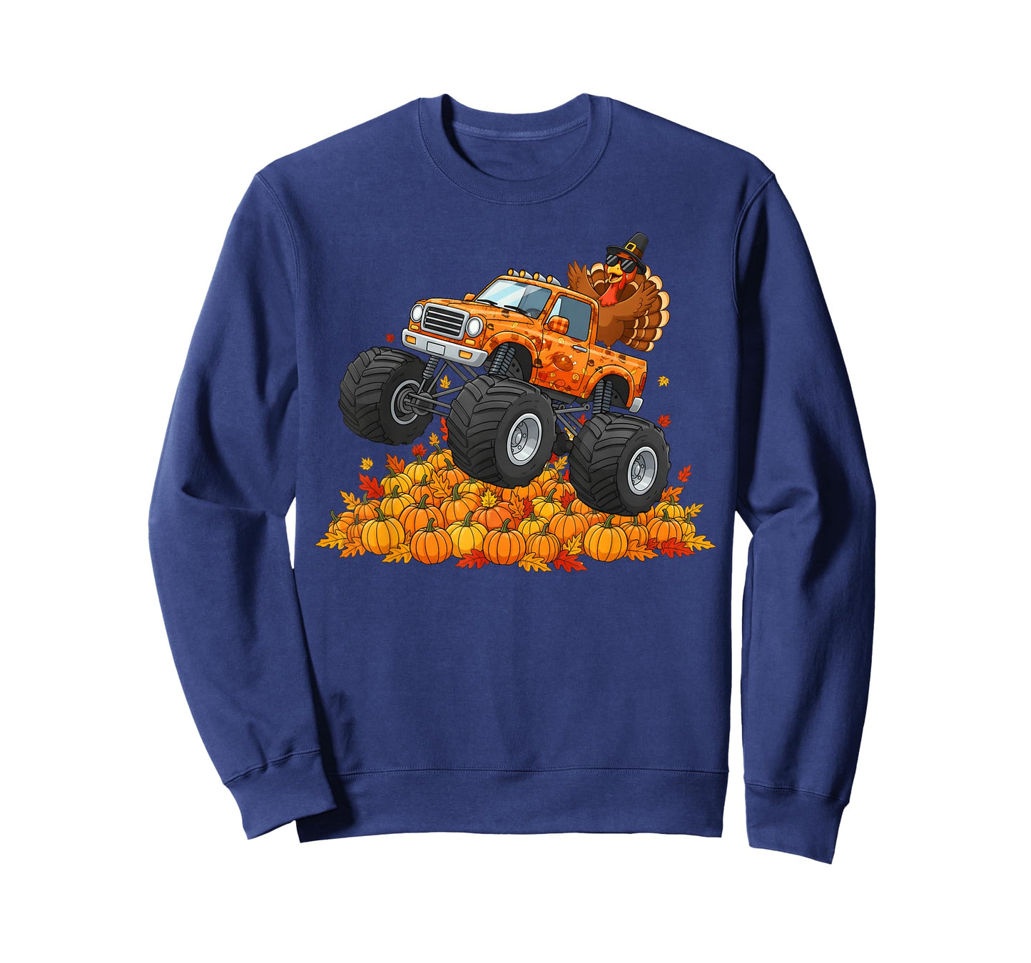 Turkey Riding Monster Truck Pumpkin Happy Thanksgiving Boys T-Shirt