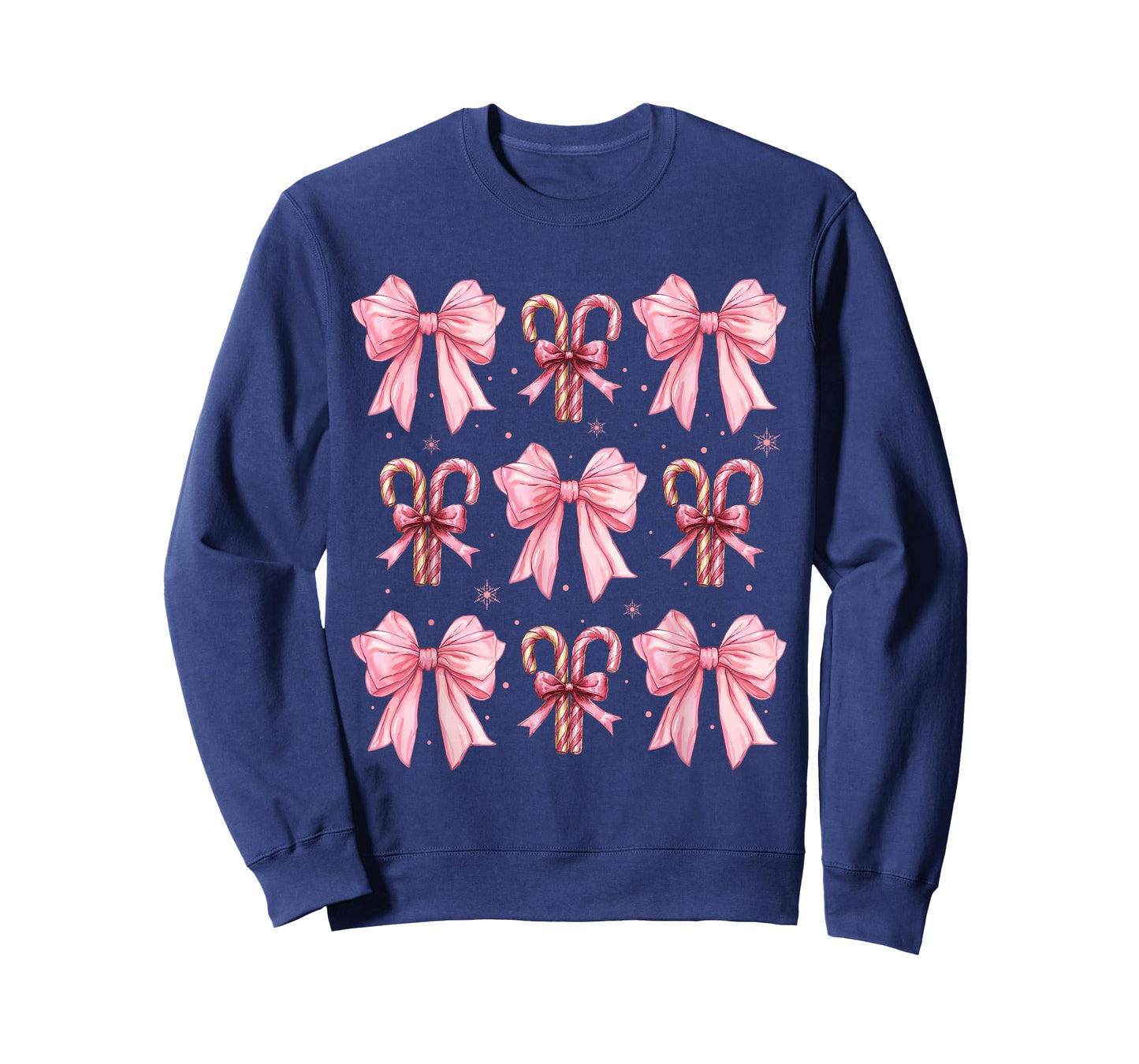 Coquette Bow Candy Canes Christmas Women Girls Teen Pink Bow T-Shirt