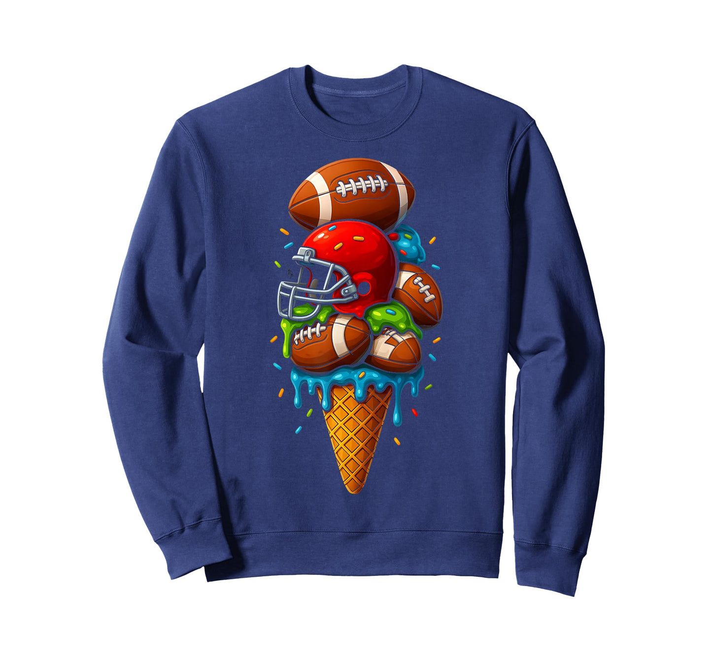 Football Ice Cream Drip Boys Football Stuff QB RB Sprinkles T-Shirt