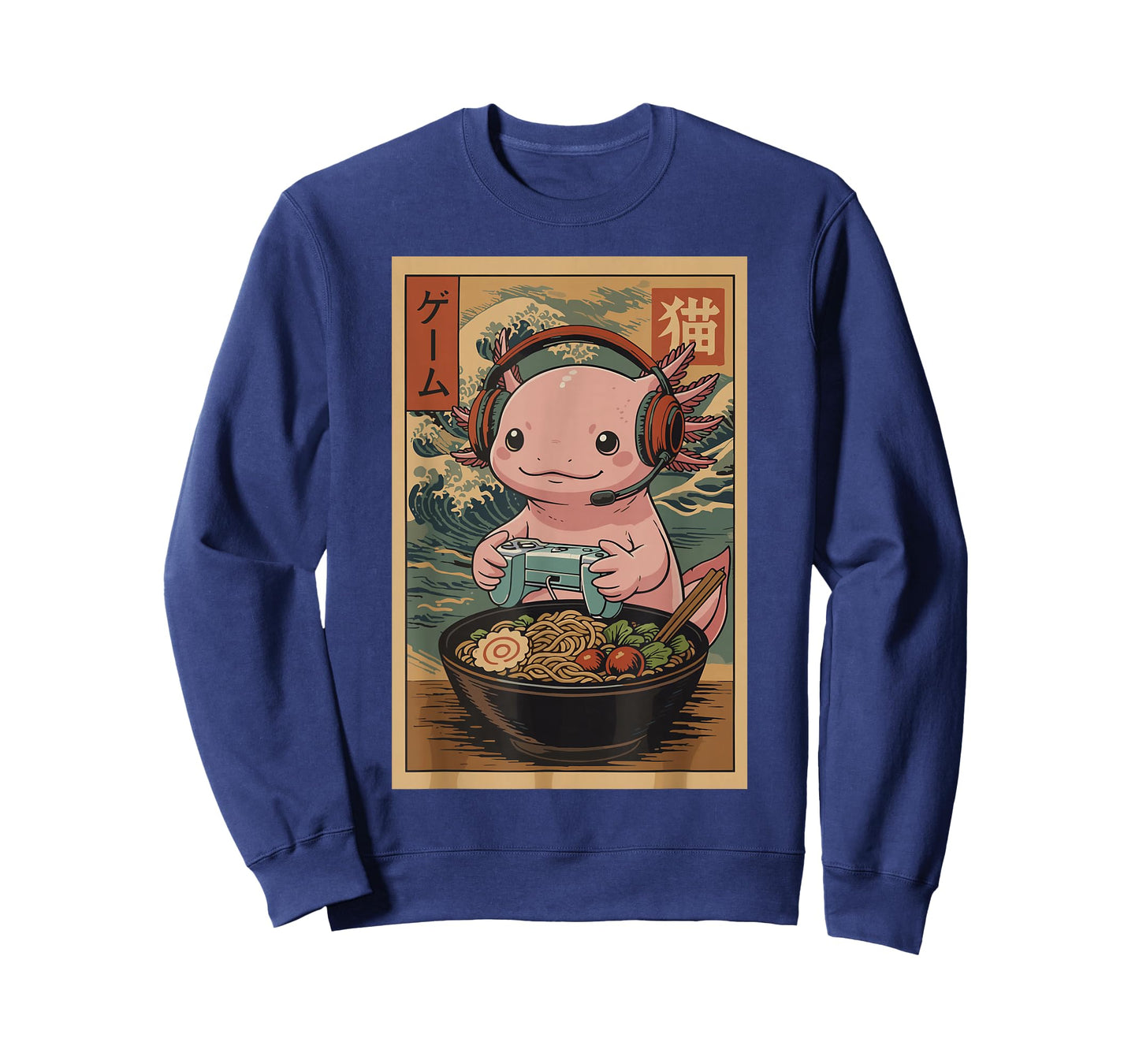 Kawaii Japanese Ramen Axolotl Retro Gaming Shirts for Men T-Shirt