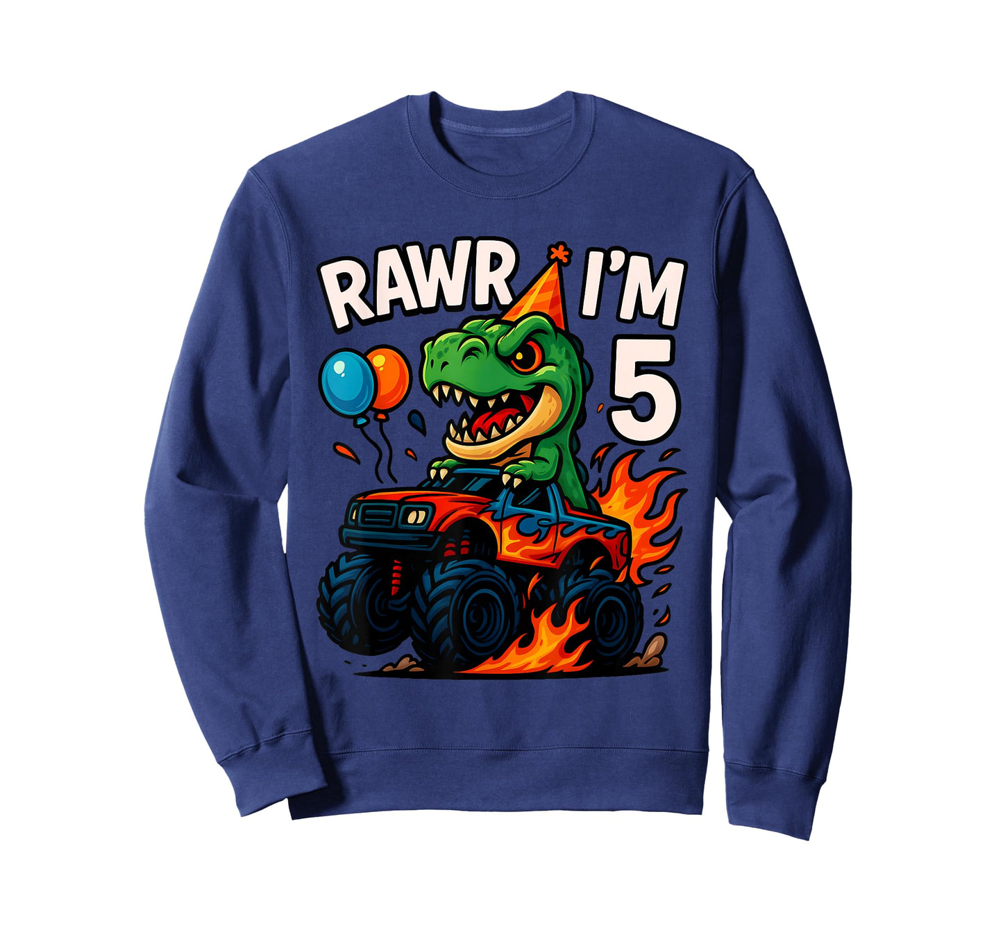 Rawr I'm 5 Fifth Birthday Party T Rex Monster Truck Boys Kid T-Shirt