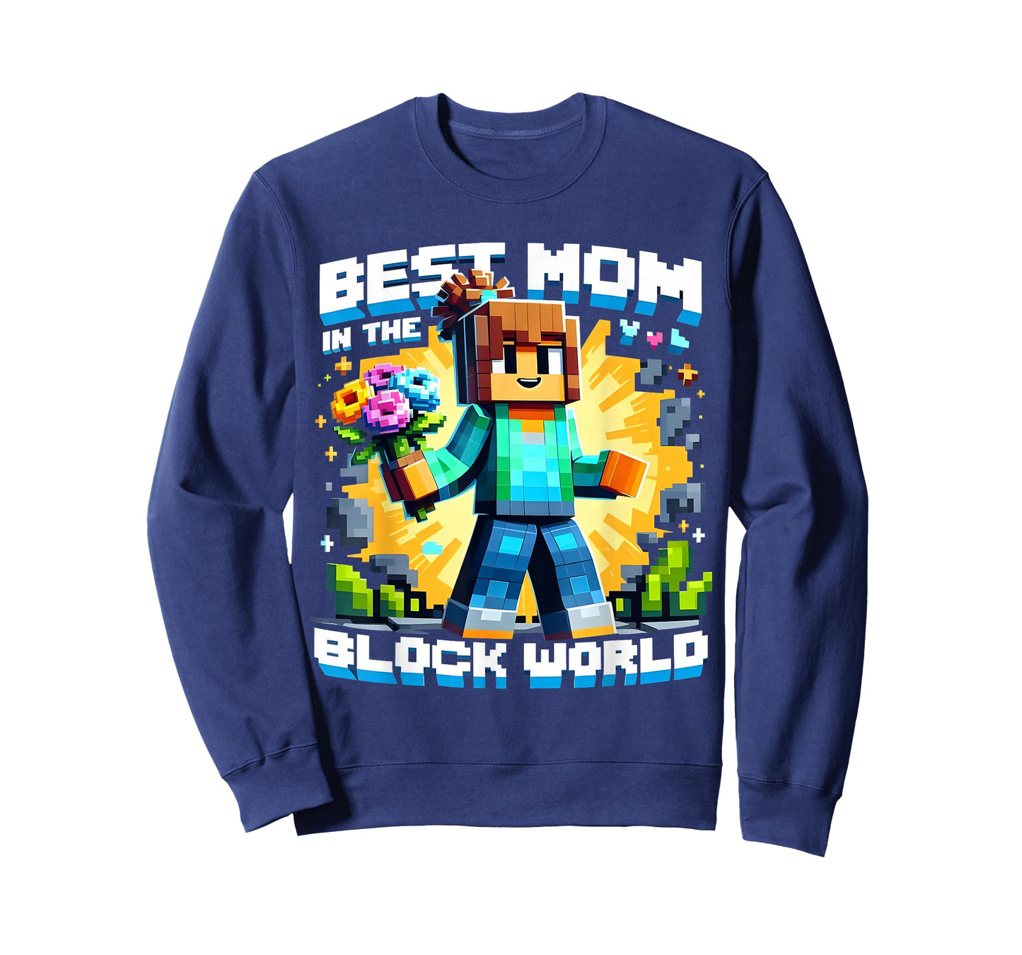 Best Mom in the Block World Pixel Gaming Mother Day Design T-Shirt