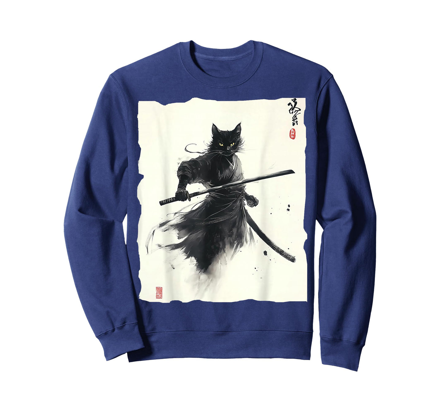 Samurai Cat Vintage Ukiyo-e Warrior Art Graphic Cat T-Shirt