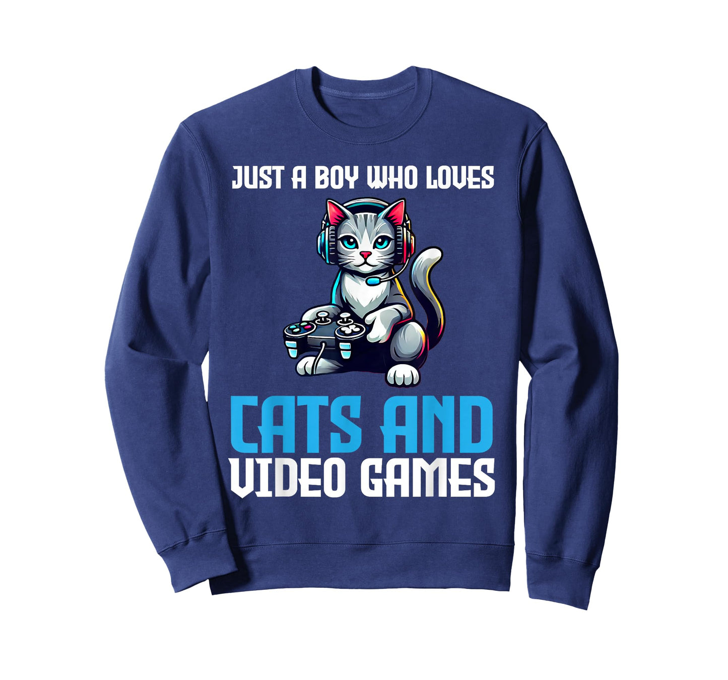 Just A Boy Who Loves Cats And Video Games Gamer T-Shirt