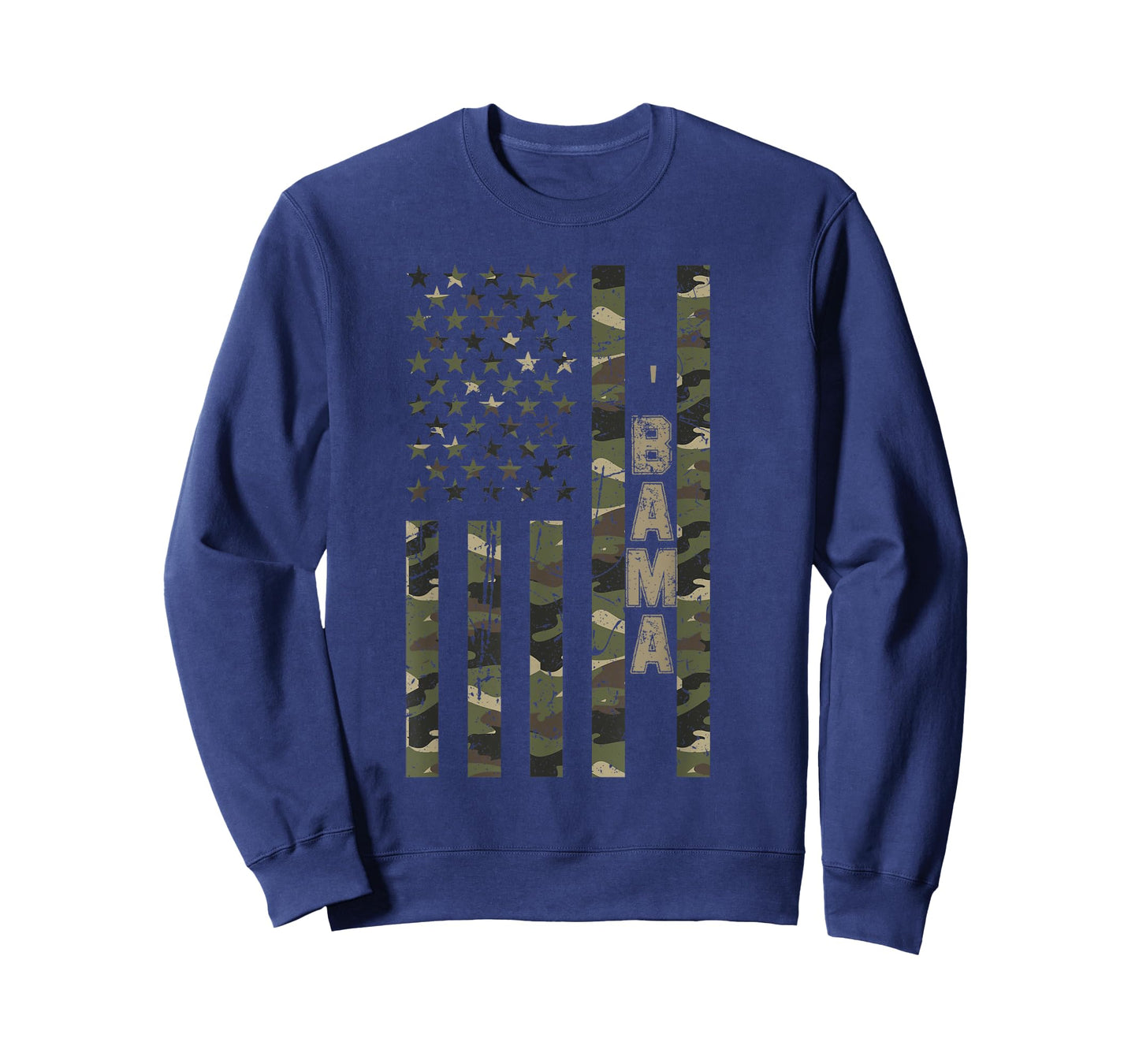 'Bama United States Alabama Distressed Camo w US Flag T-Shirt