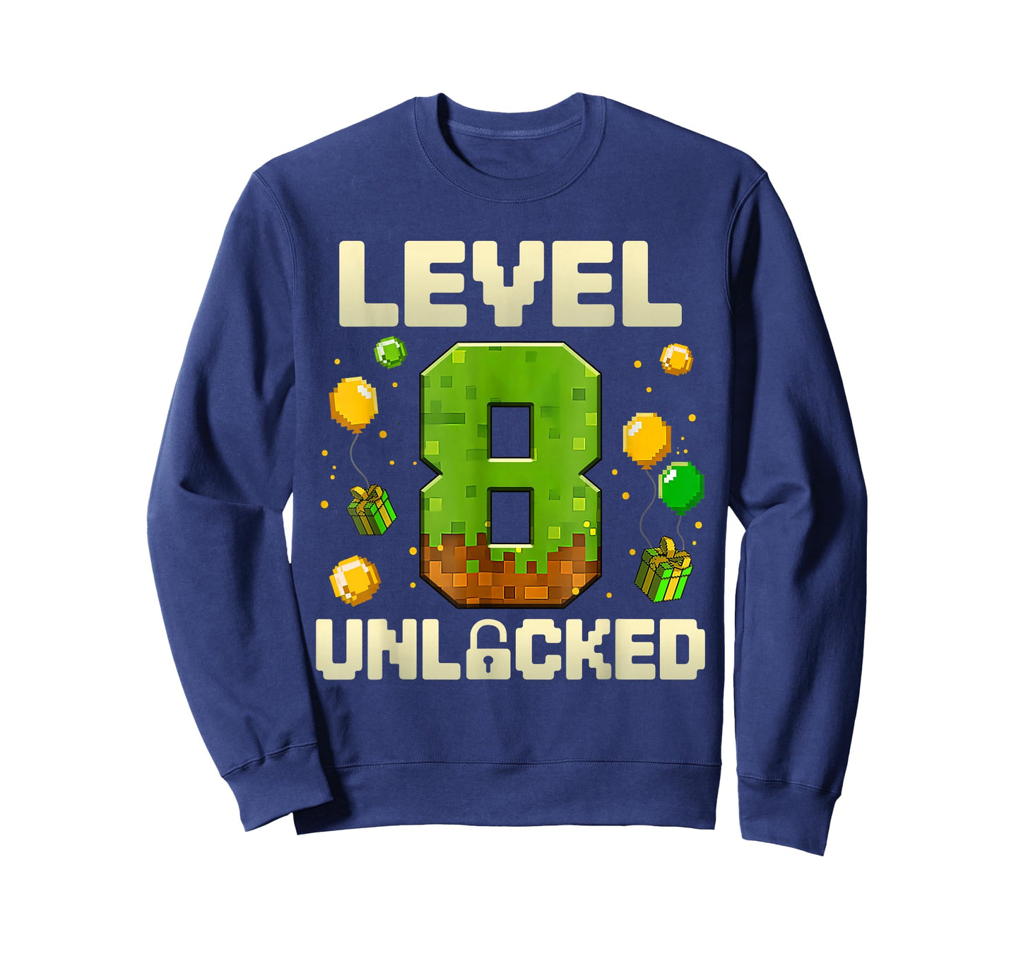 Birthday Boy Shirt Level 8 Unlocked 8th Birthday Game Pixel T-Shirt