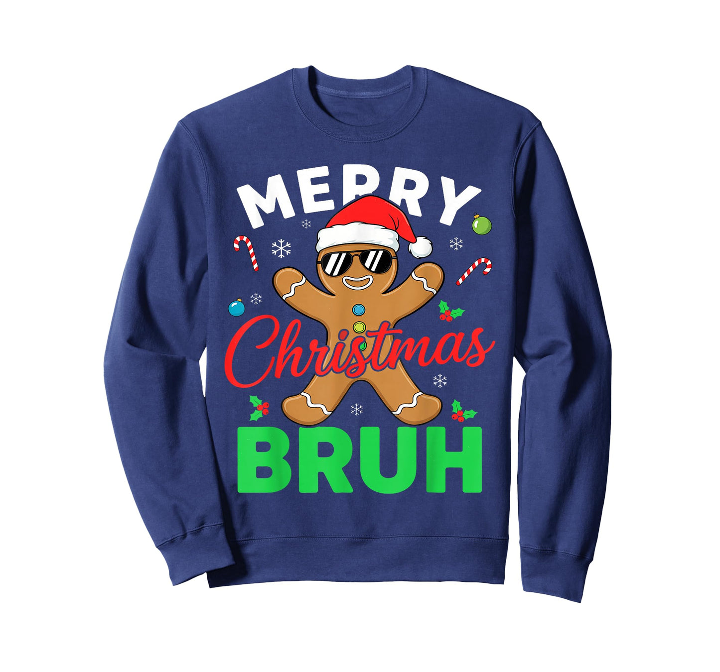 Merry Christmas Bruh Gingerbread Santa Hat Men Teacher T-Shirt