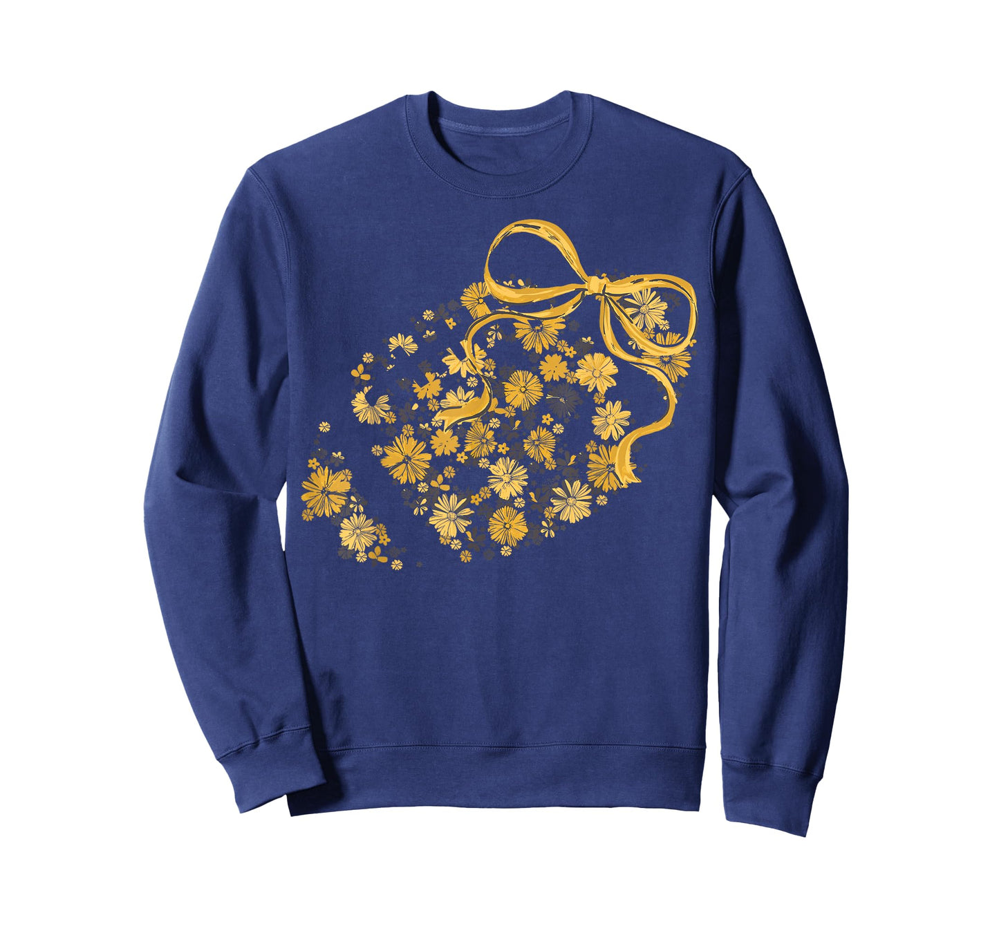 Floral Football Game Day Coquette Team Spirit Gold & Black T-Shirt