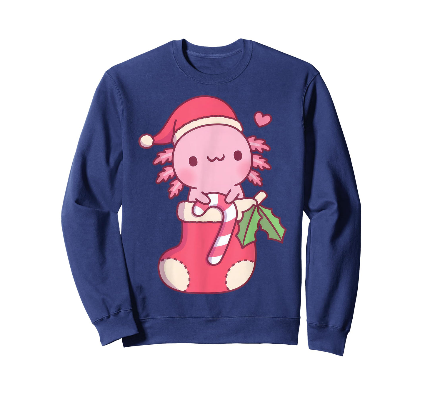 Cute Axolotl Holding Candy Cane In A Christmas Stocking Kids T-Shirt