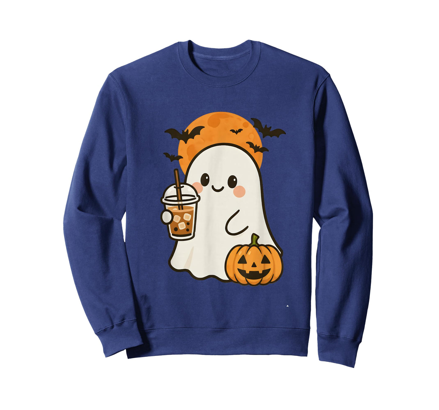Cute Ghost Iced Coffee and Pumpkin for Halloween Costume T-Shirt