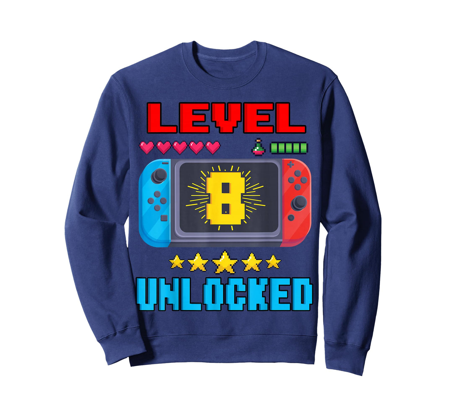 8th Birthday Boy Level 8 Unlocked Video Gamer Birthday T-Shirt