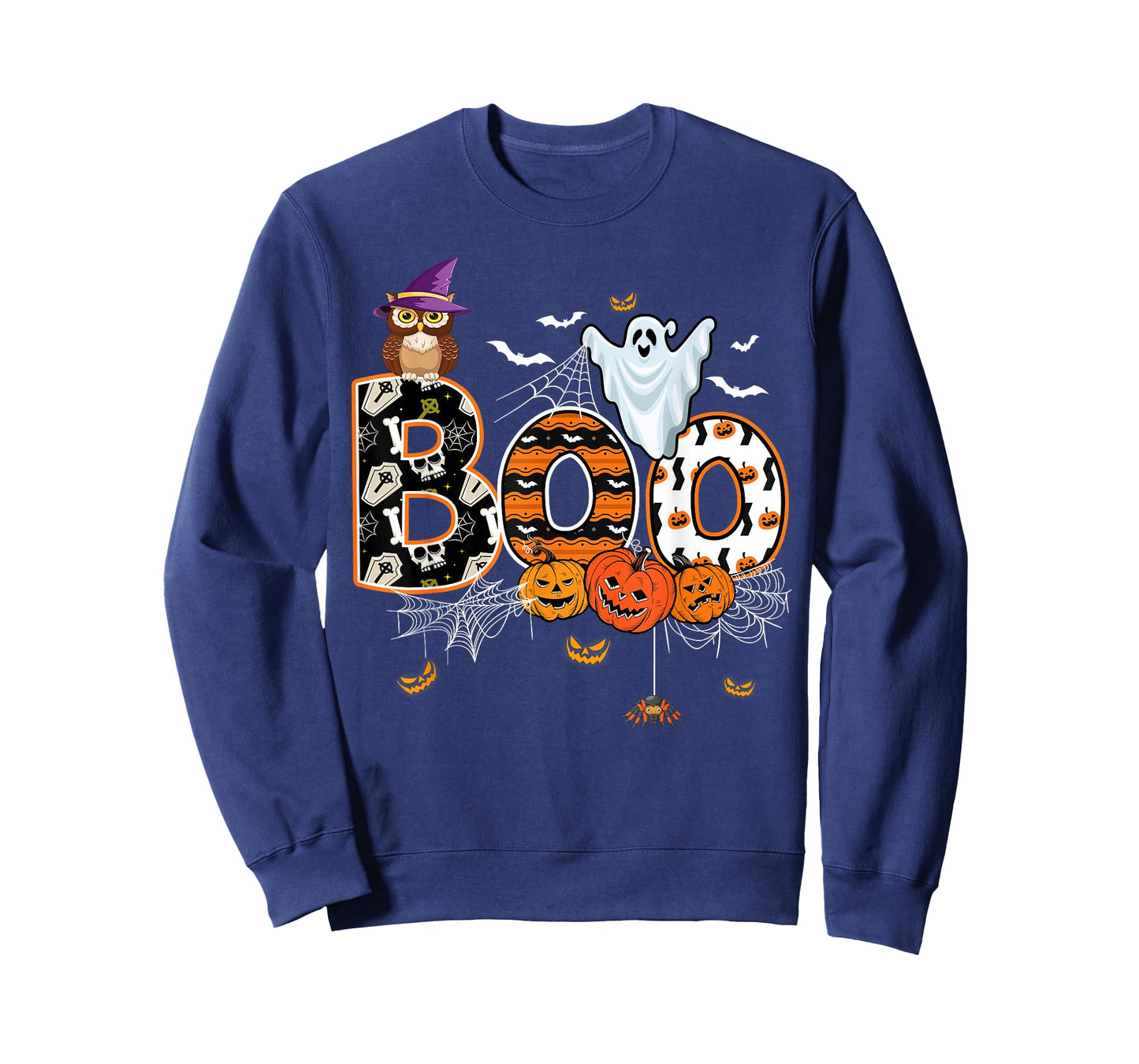 Boo Creepy Owl Pumpkin Ghost Funny Halloween Costume T-Shirt