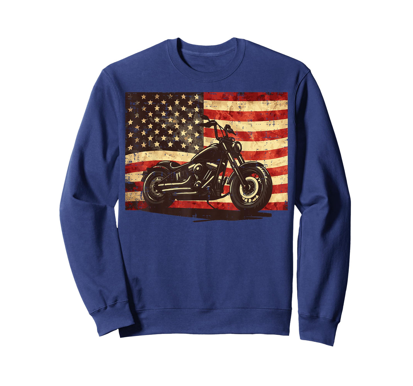 Motorcycle US Flag Vintage Patriot Biker Men Boys Kids Women T-Shirt