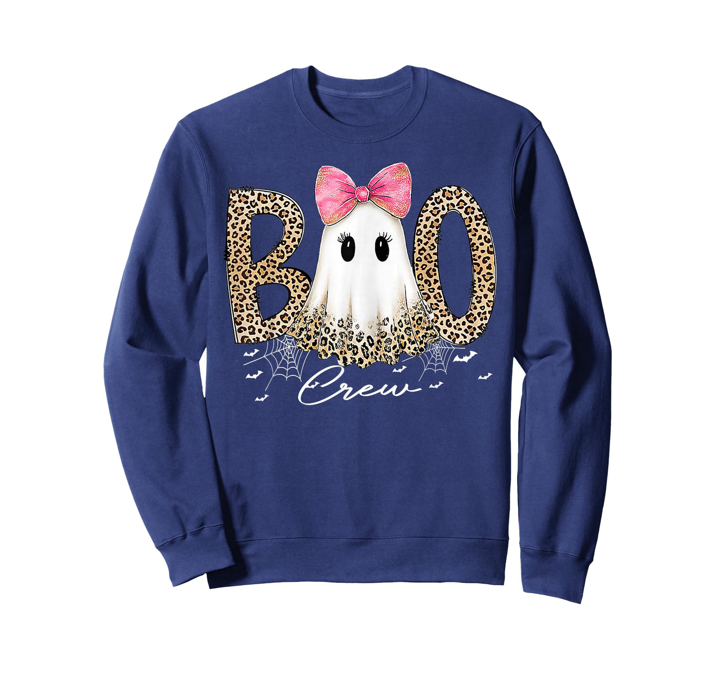 Preppy Leopard Boo Boo Crew Funny Ghost Halloween Women T-Shirt
