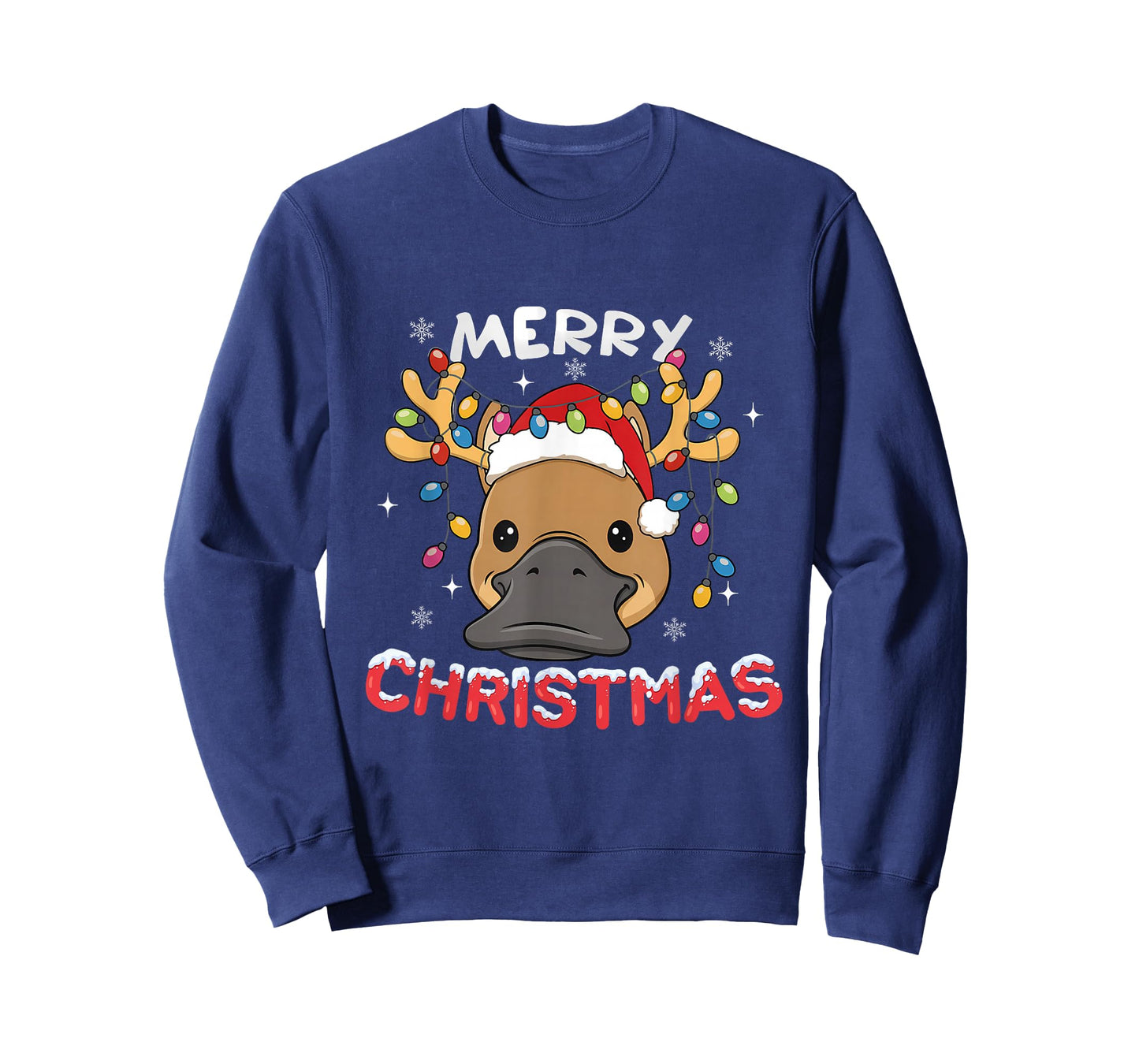Merry Christmas Platypus Reindeer Xmas Family Men Women T-Shirt