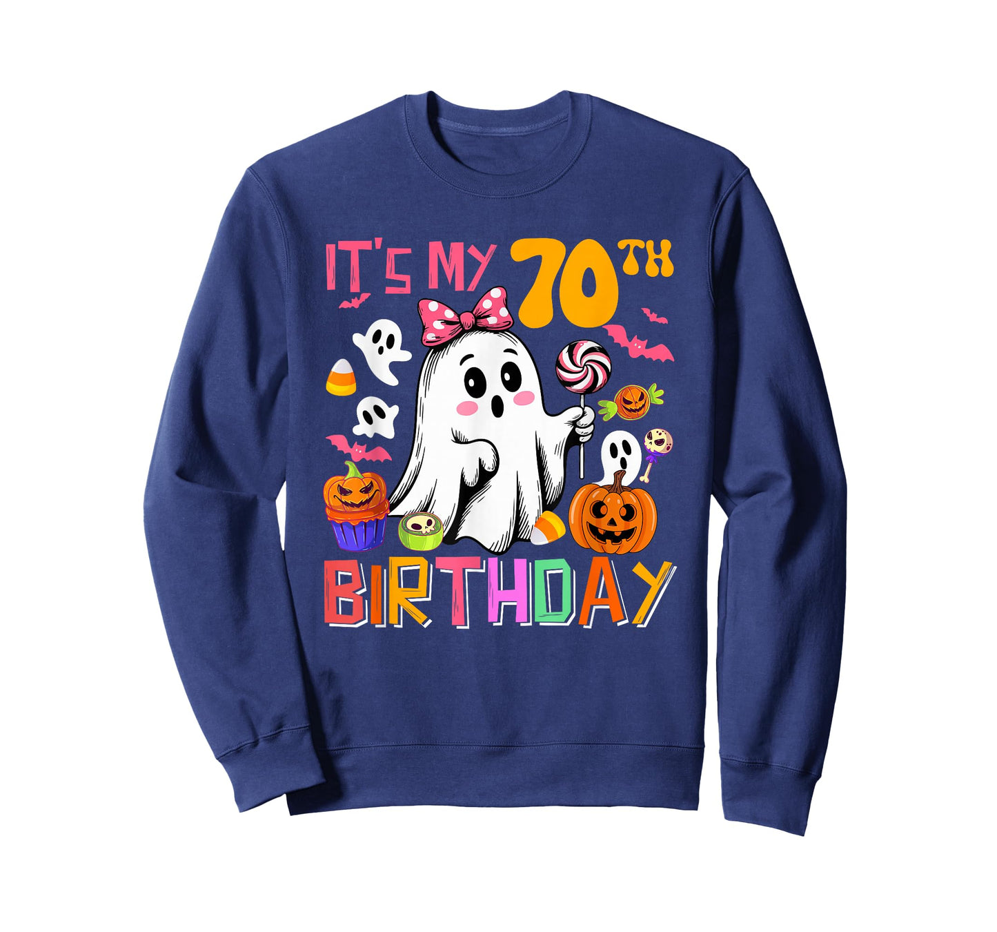 It's My 70th Birthday Halloween Boo Ghost Bow Tie Candies T-Shirt