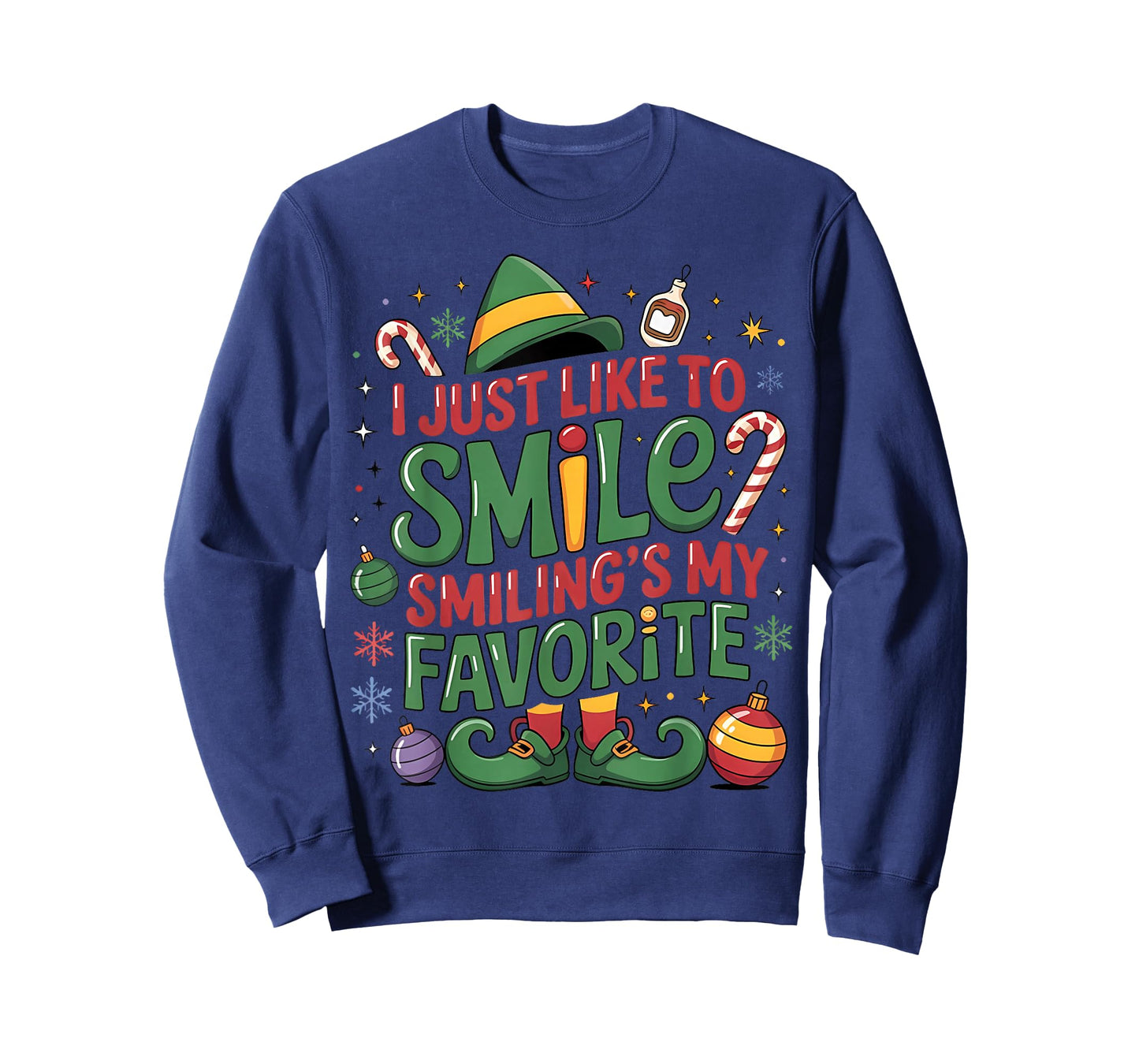 I Just Like to Smile Smiling is My Favorite Elf Christmas T-Shirt