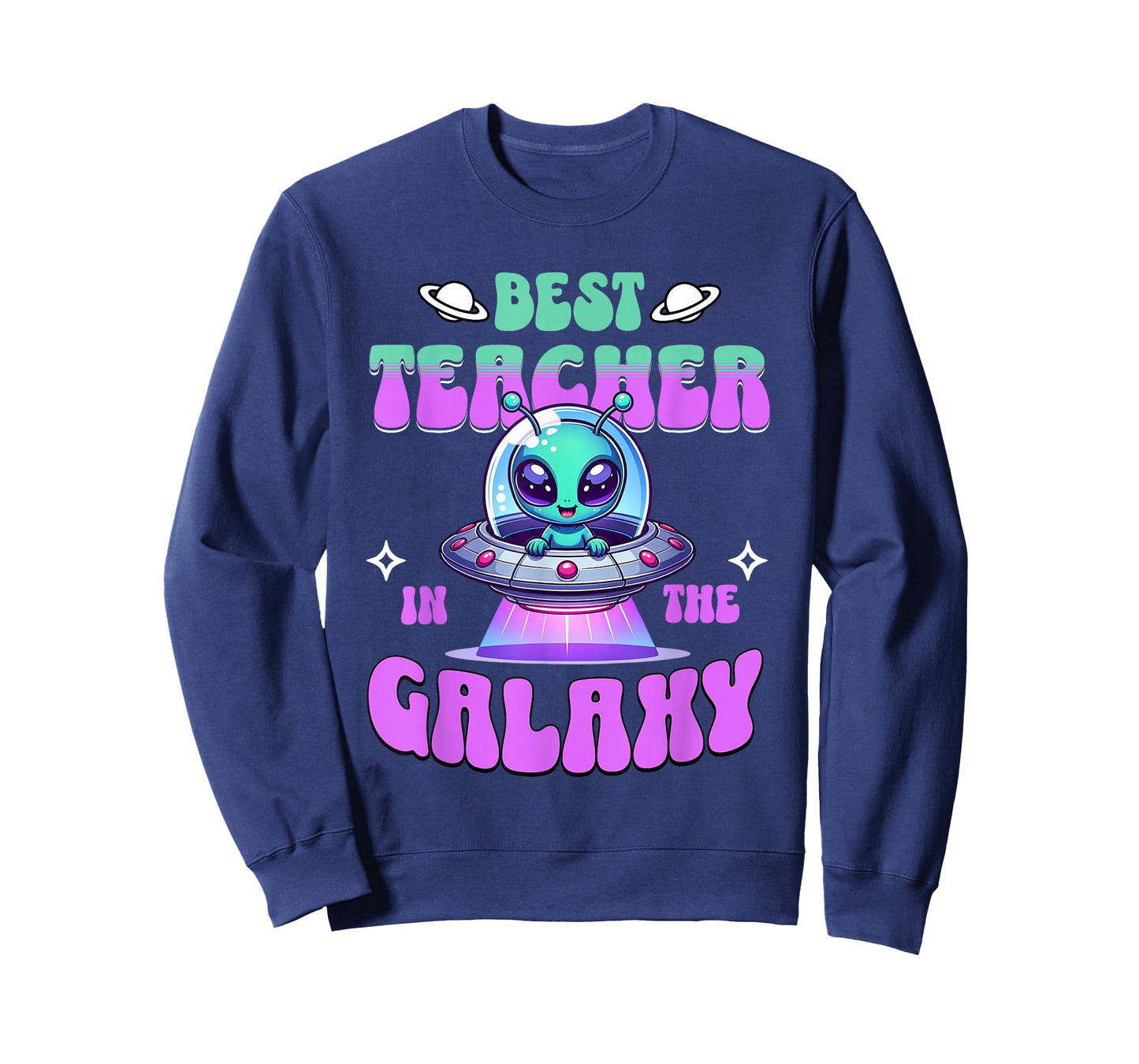 Best Teacher in the Galaxy Cute Alien UFO Graphic T-Shirt