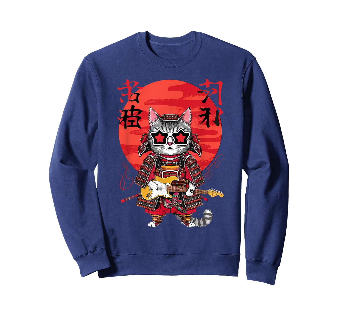 Samurai Cat Guitar Ninja Aesthetic Japanese Katana Tokyo T-Shirt for Men Women Kids