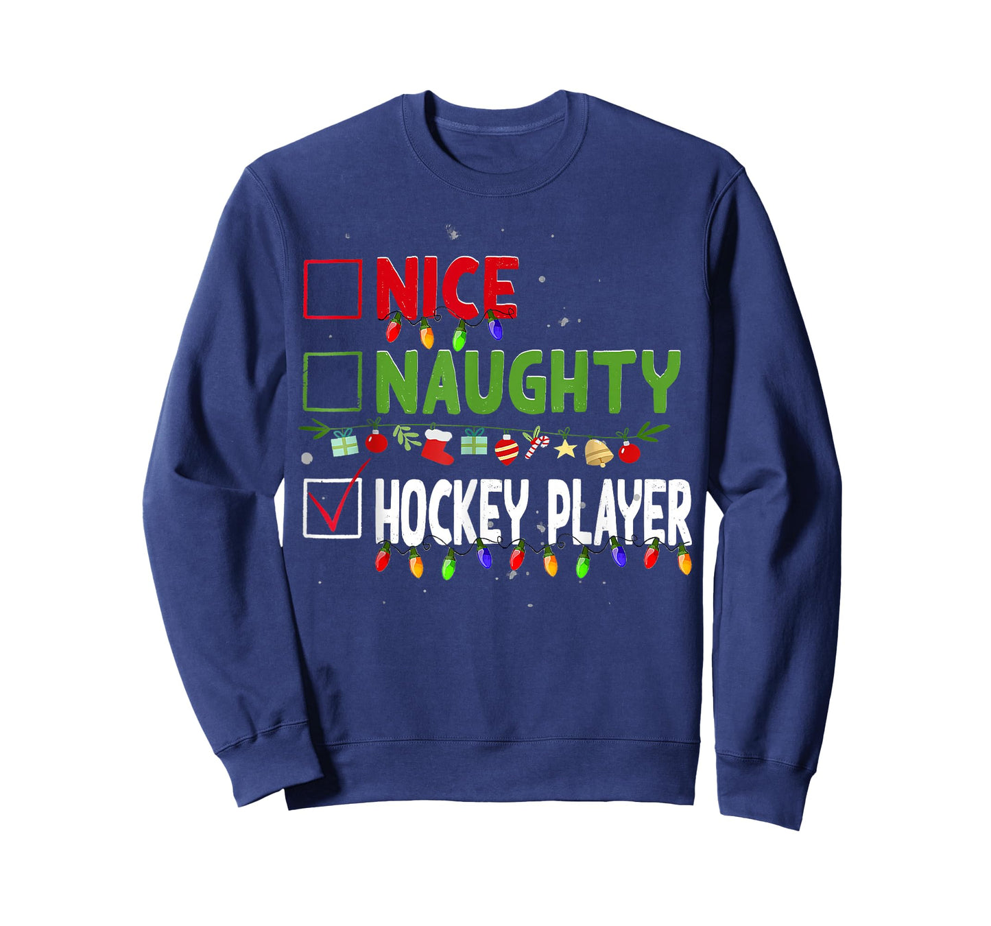 Nice Naughty Hockey Player Family Xmas Pajama Christmas List T-Shirt