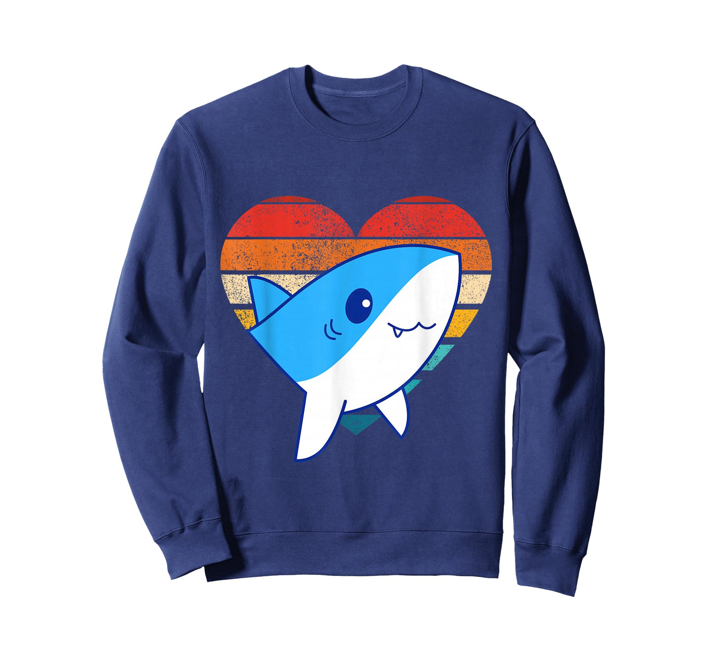 Cute Shark Design Retro Heart Shape Vintage Style T-Shirt