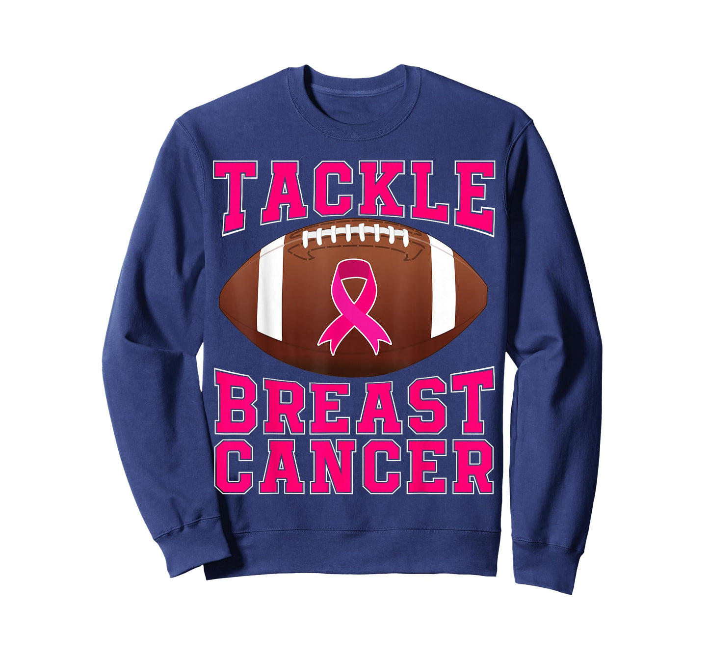 Tackle Cancer Pink Ribbon Football Breast Cancer Awareness T-Shirt