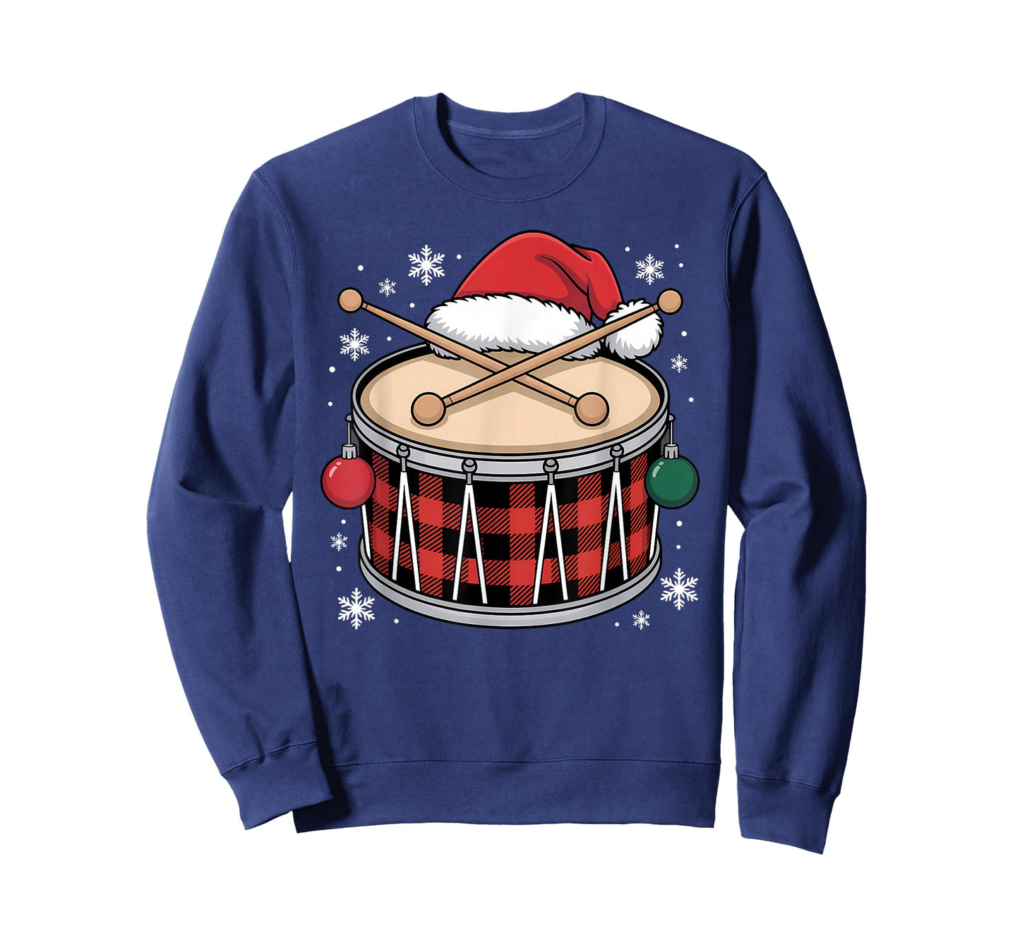 Christmas Buffalo Plaid Snare Drum with Santa Hat Men Women T-Shirt