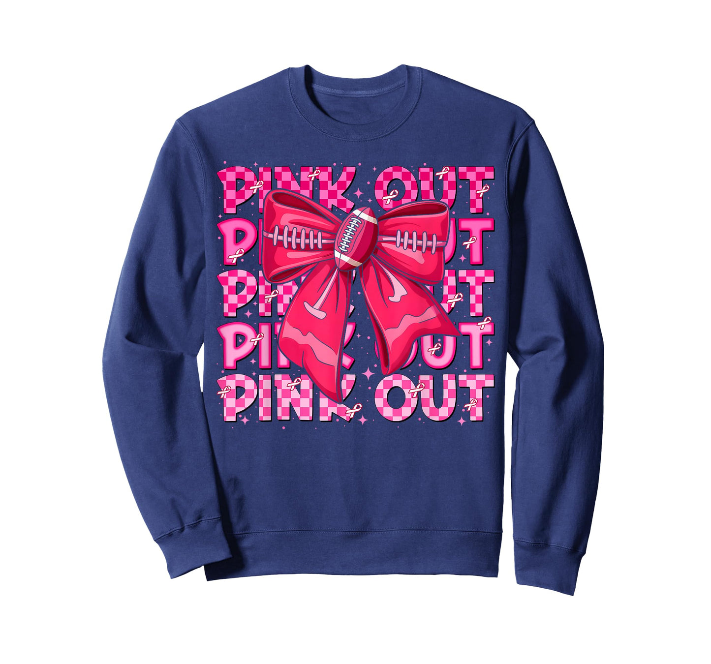 Pink Out Football Team Breast Cancer Awareness Coquette Bow T-Shirt