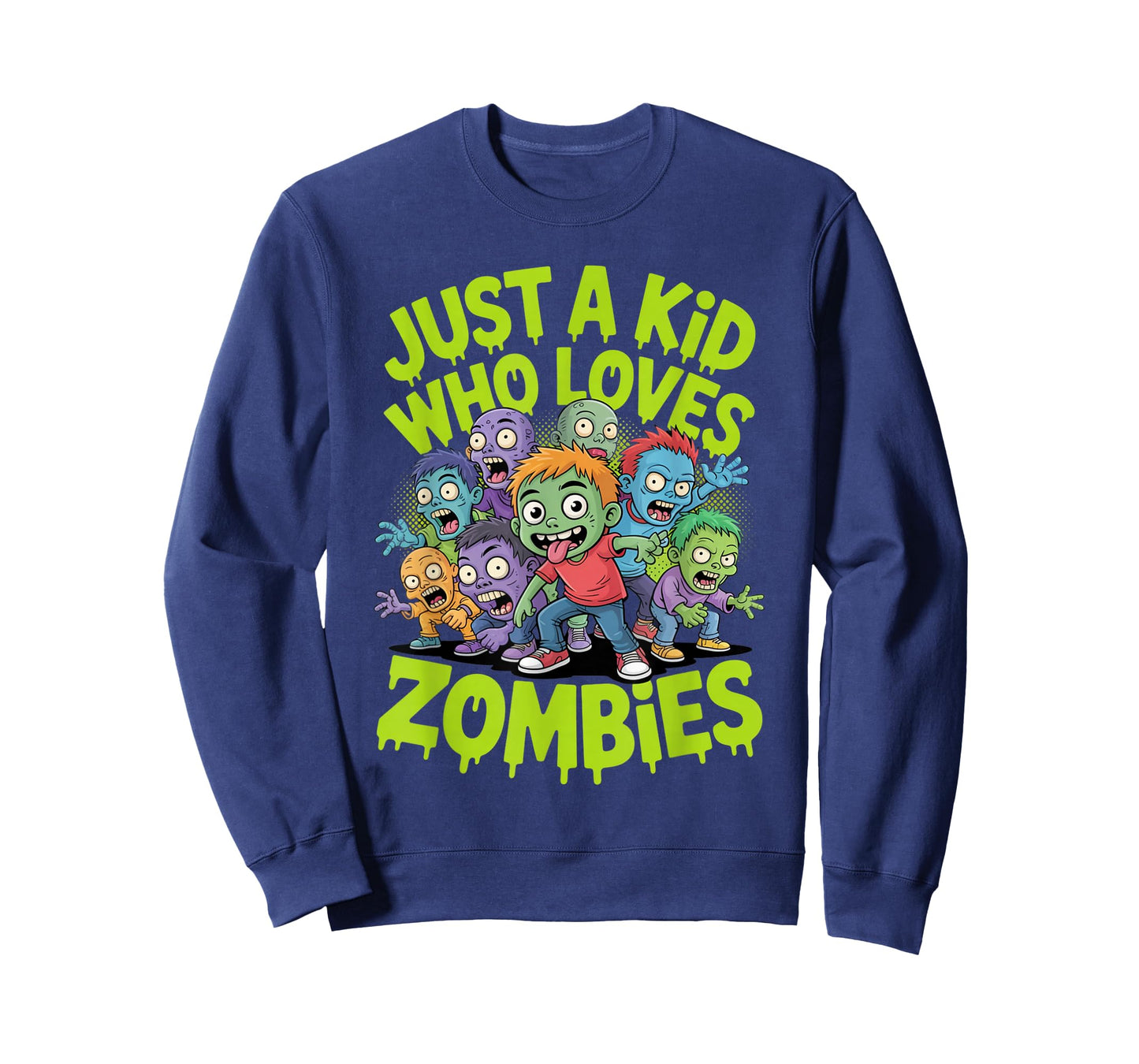 Just a Kid Who Loves Zombies Playful Halloween Boys Girls T-Shirt