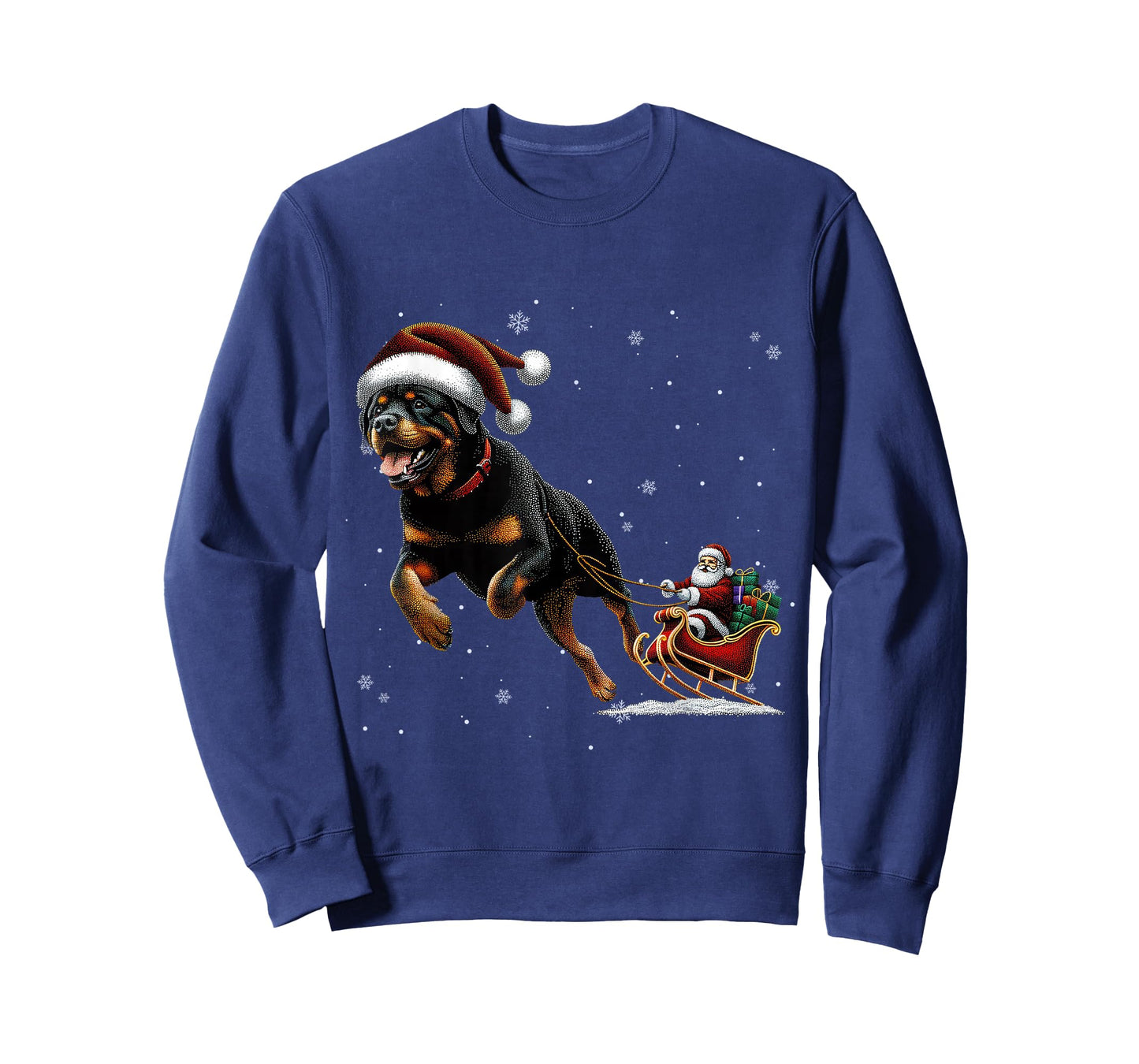 Rottweiler Santa Christmas Tree Lights Ugly Pajama Dog Lover T-Shirt