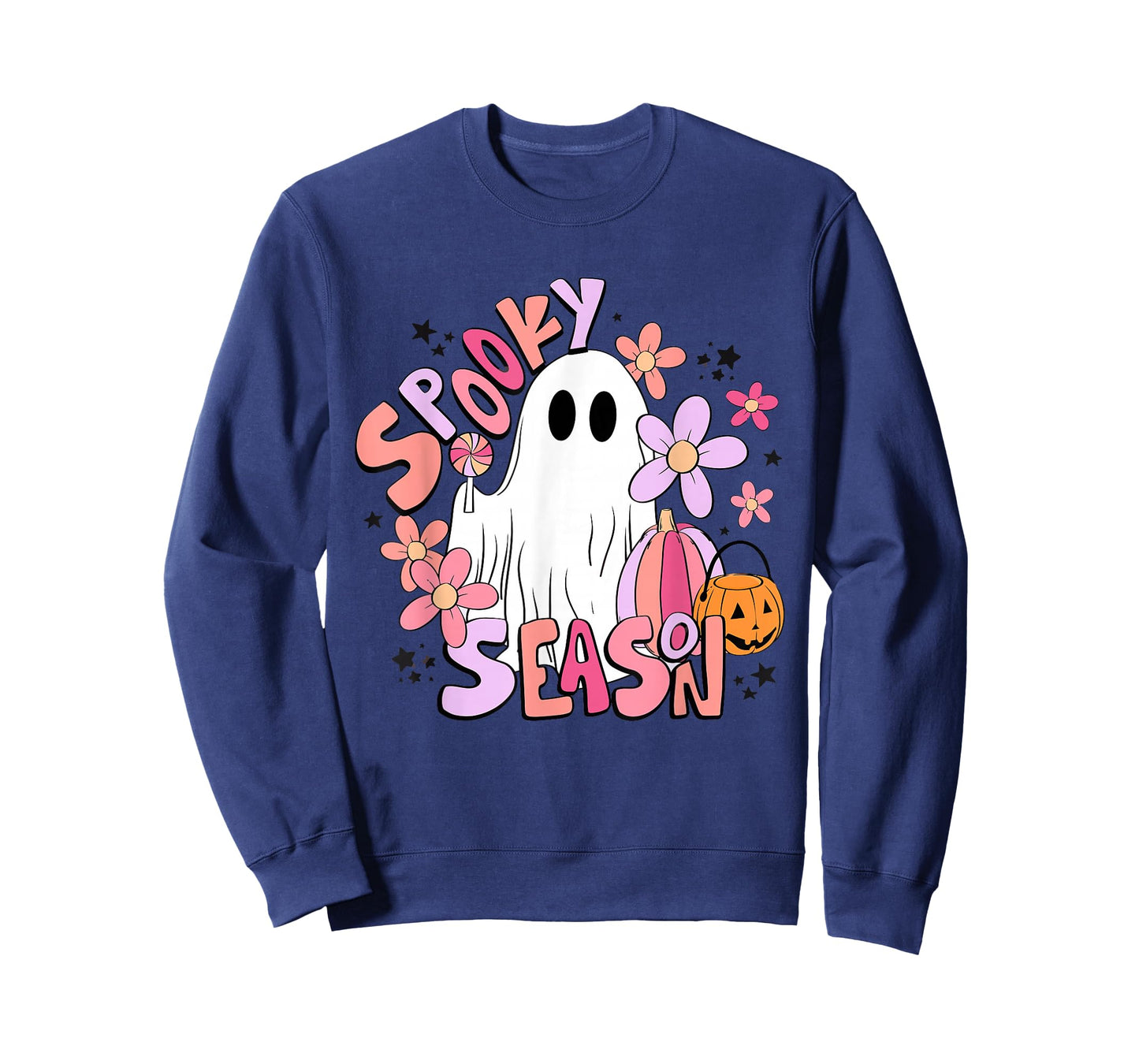 Retro Cute Ghost Spooky Season Funny Halloween T-Shirt