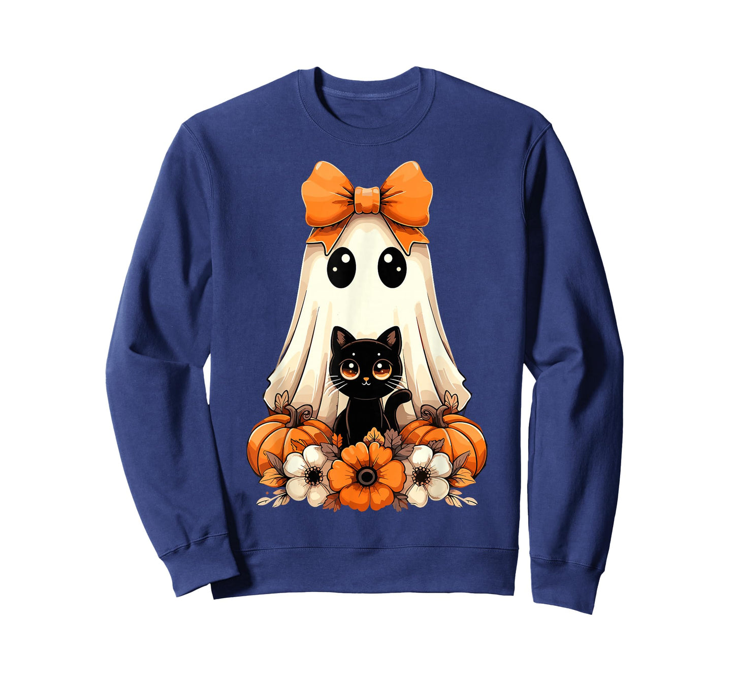 Halloween Ghost Black Cat Groovy T-Shirt