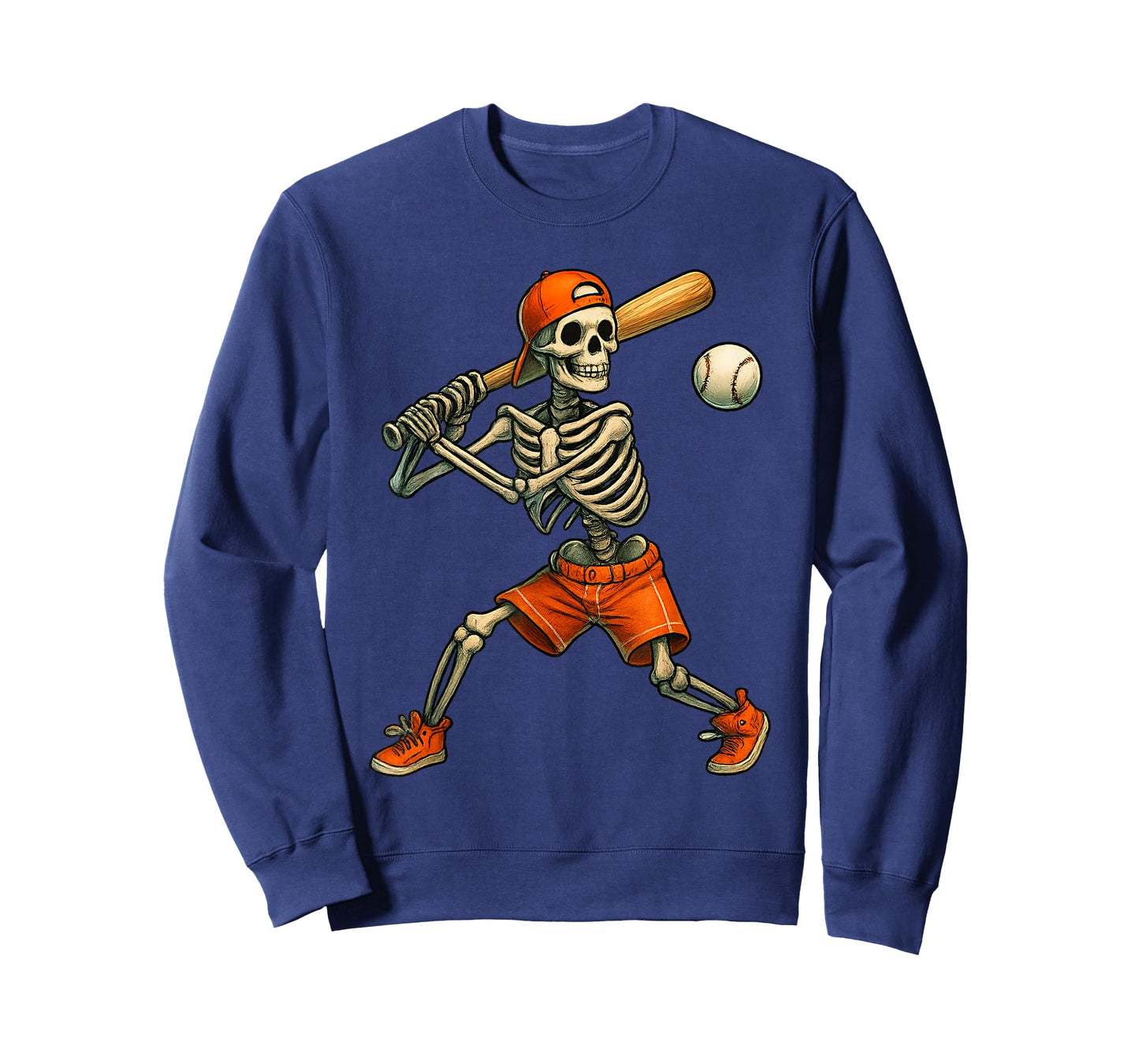 Funny Skeleton Batting Baseball Halloween Boys Men Kids T-Shirt