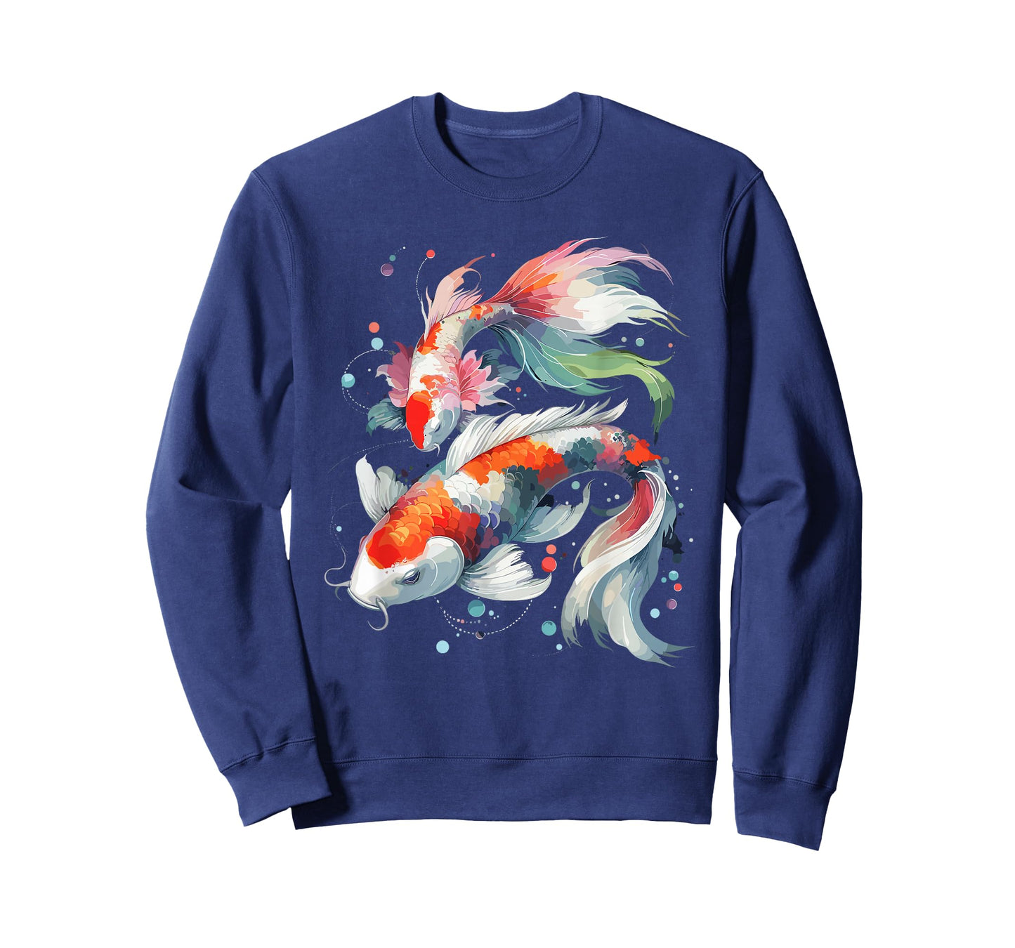 Watercolor Japanese Koi Gift Unisex-Adults T-Shirt Black Small Cartoon Koi T-Shirt