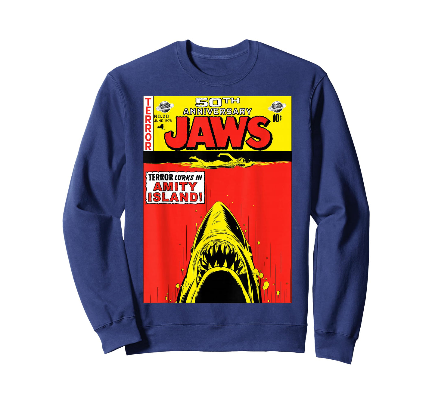 Jaws 50th Anniversary Poster Comic Book Style Front & Back T-Shirt
