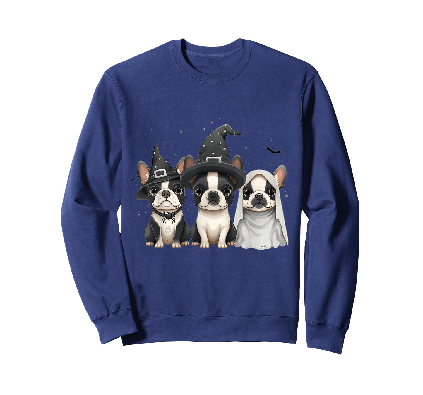 Cute Halloween Boston Terrier Dogs Witch Hat Ghost Dog T-Shirt for Men Women Kids