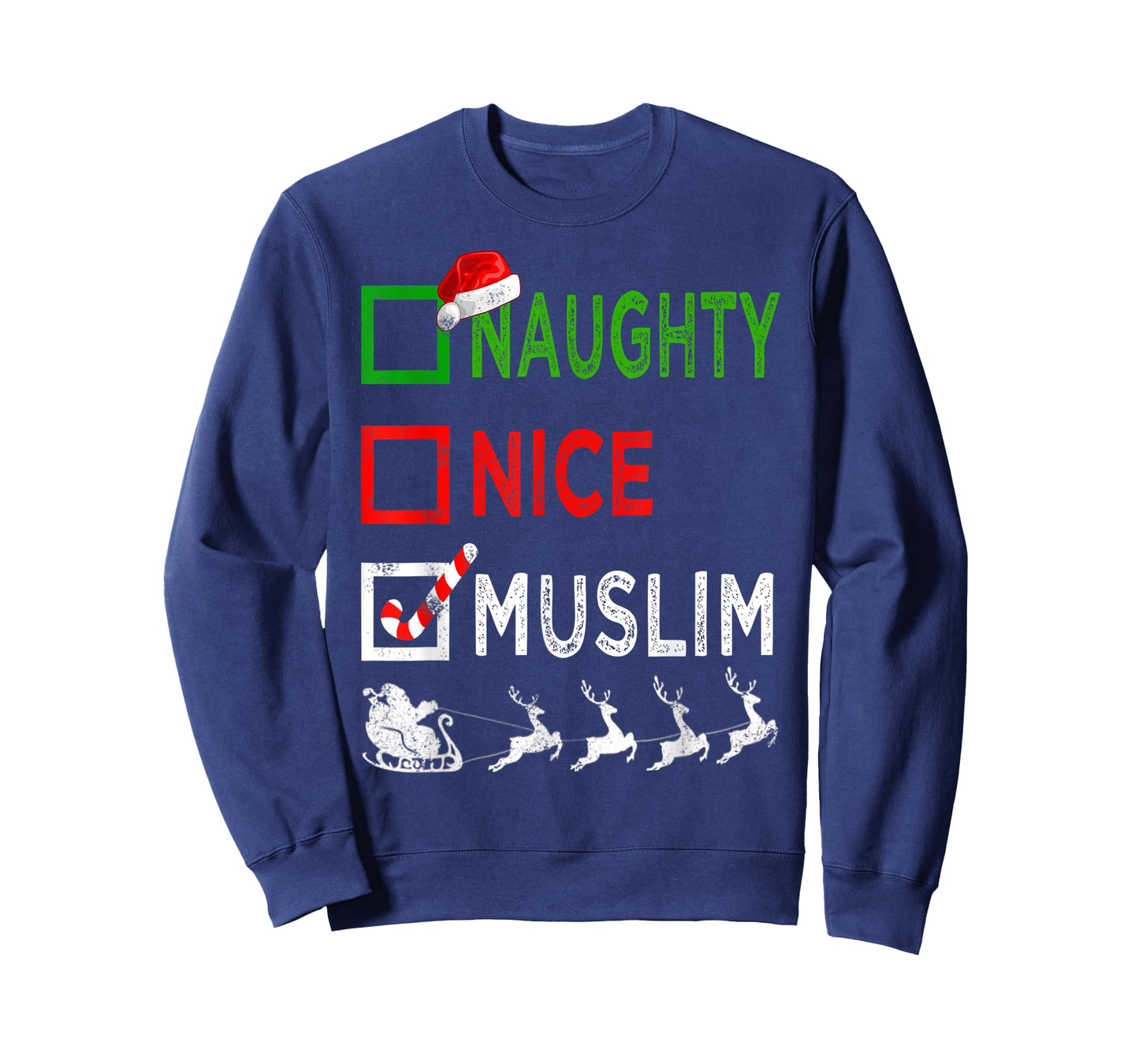 Naughty Nice Muslim Christmas Pajamas Funny Santa Hat Xmas T-Shirt