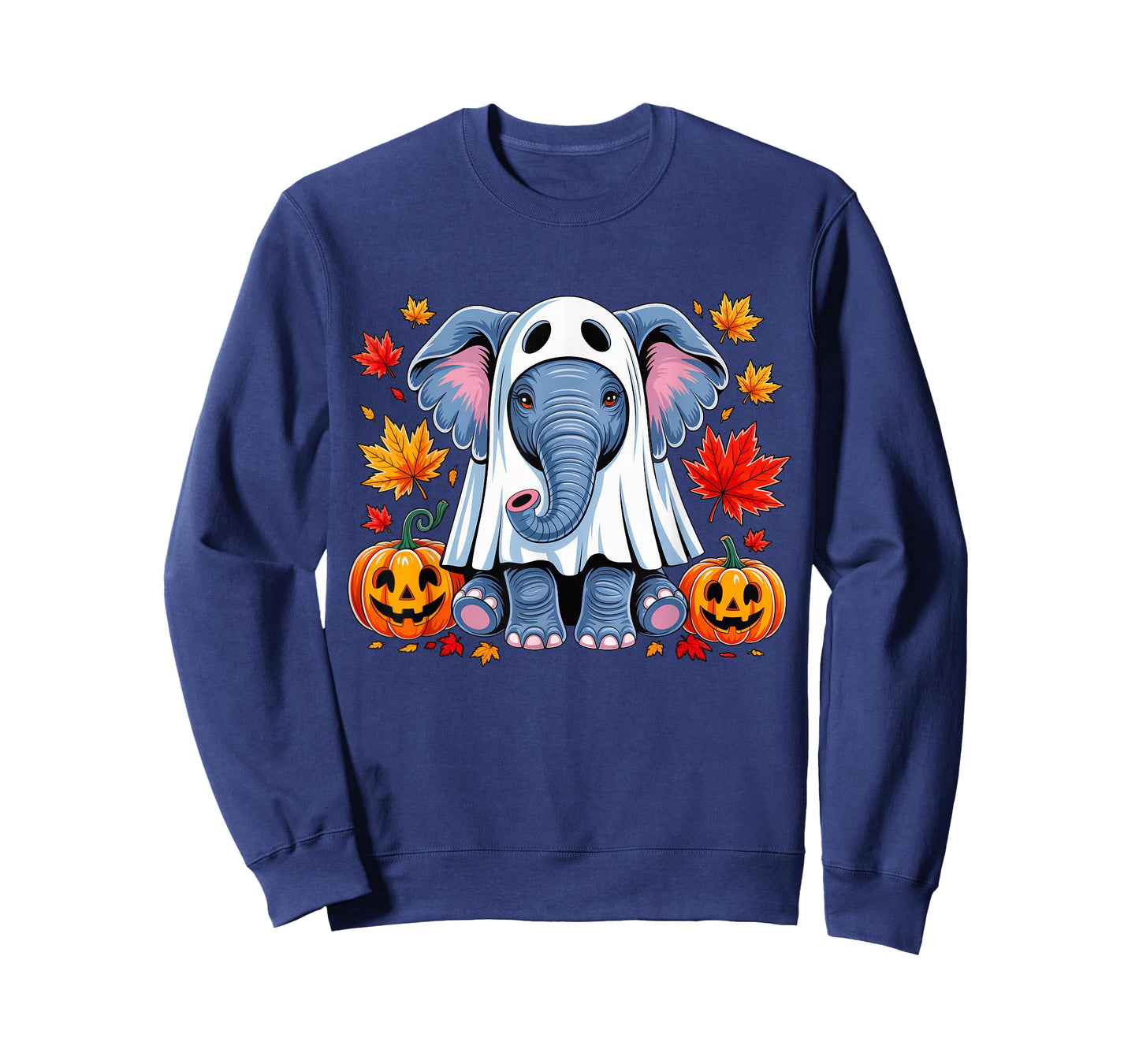 Funny Halloween Elephant Ghost Spooky Pumpkin Hello Fall T-Shirt