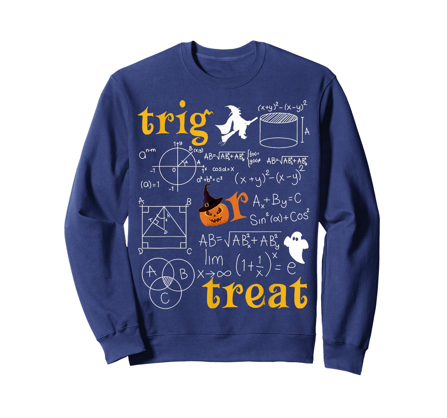 Trig Or Treat Pumpkin Witch Math Teacher Halloween Costume T-Shirt