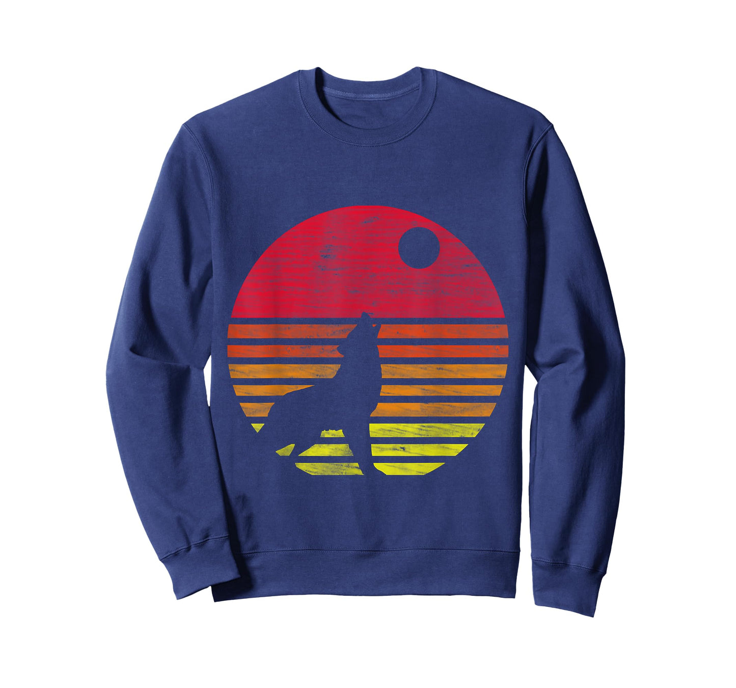 Retro Wolf Howling at The Moon T-Shirt